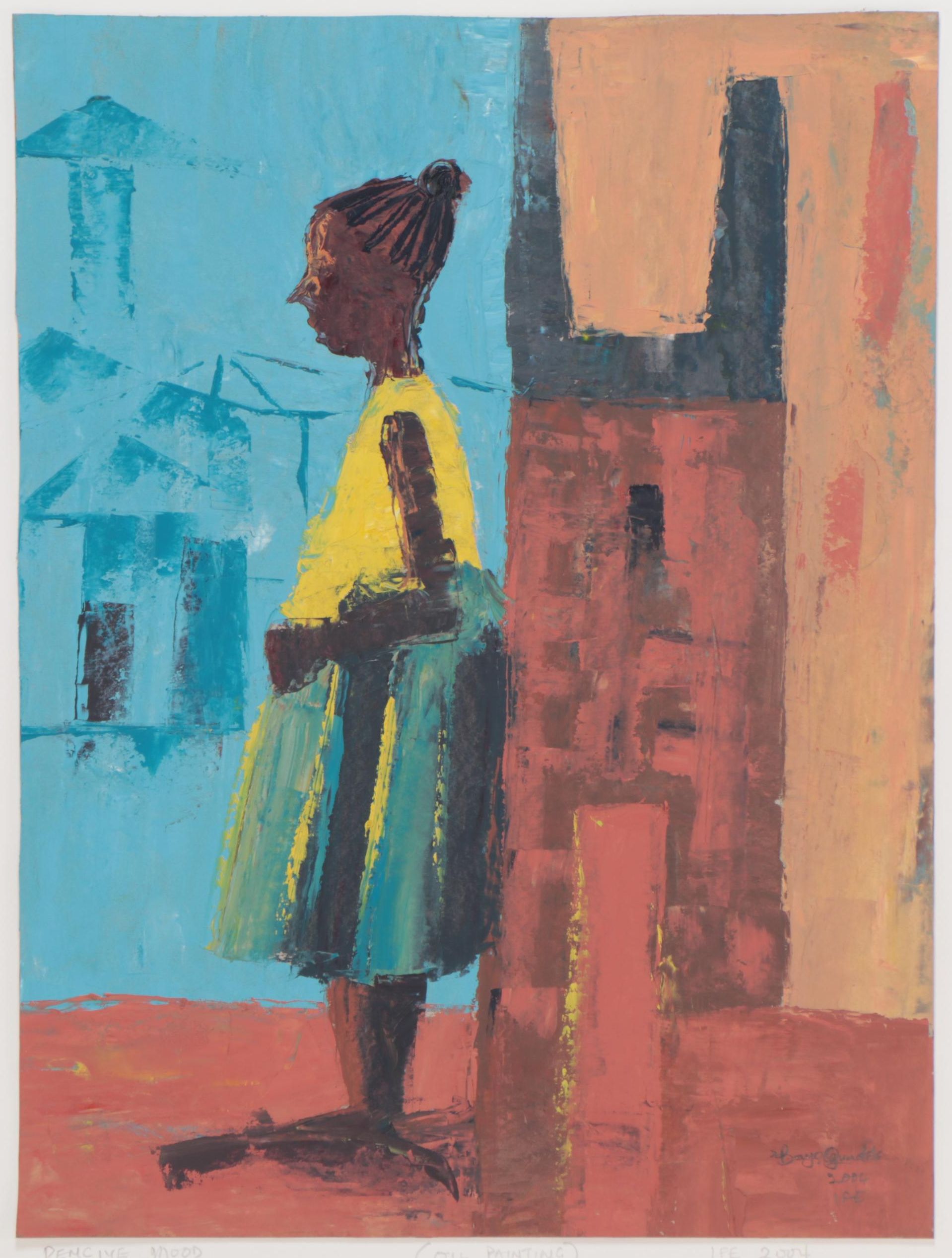 Bayo Ogundele Oil Painting "Pencive Mood," 2004