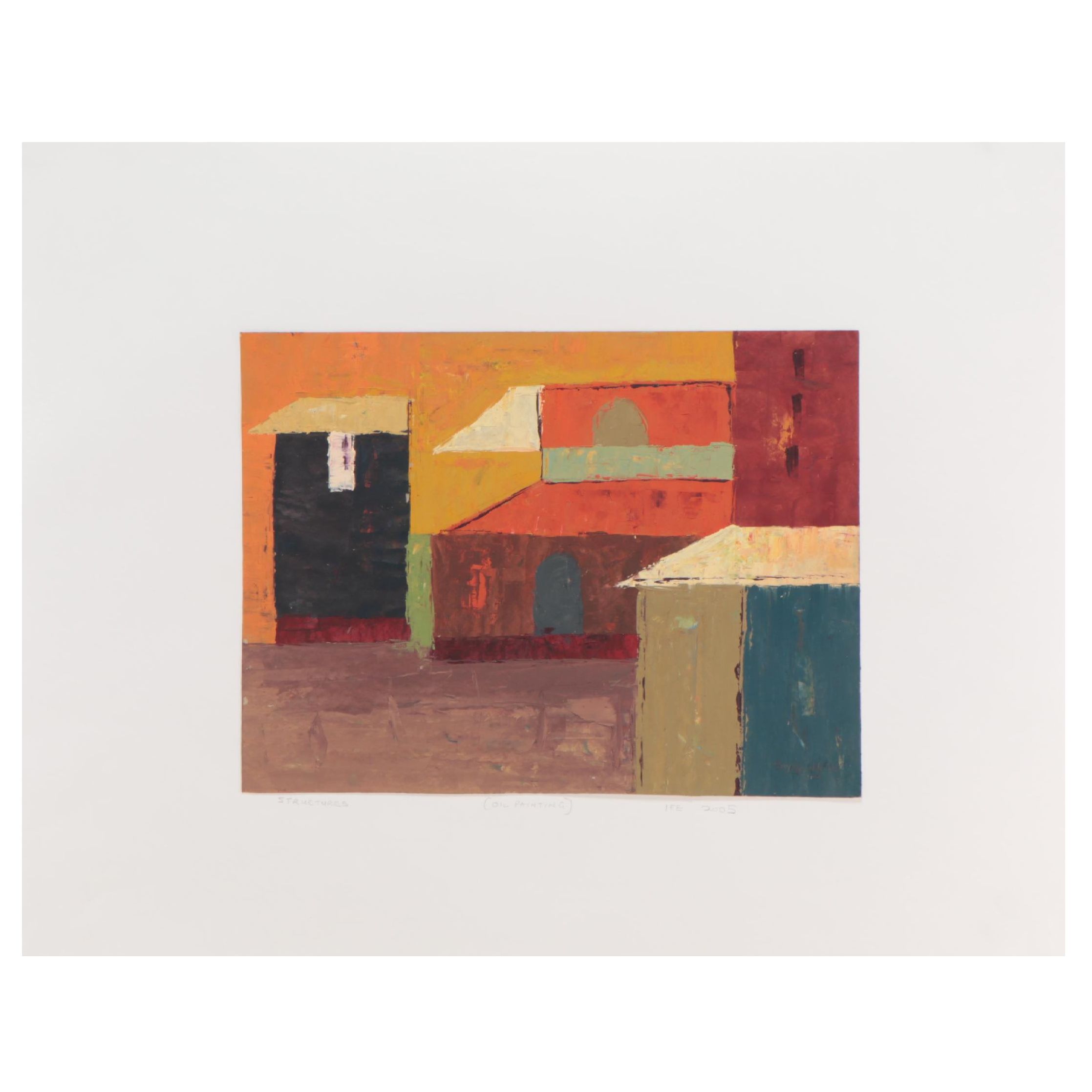 Bayo Ogundele Oil Painting "Structures," 2005