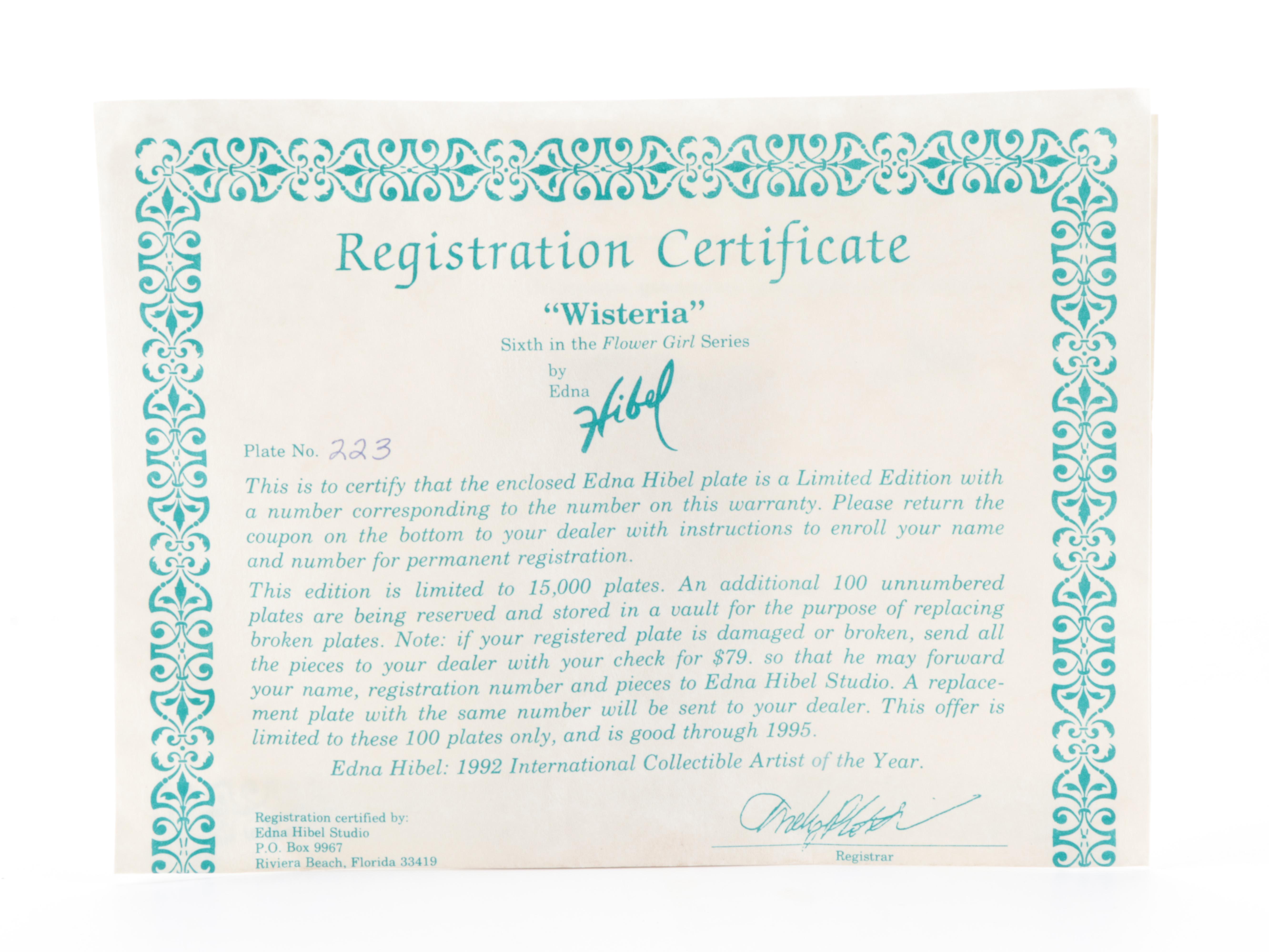 "Hibel Lithographs"by Theodore Plotkin and Edna Hibel Porcelain Collector Plates