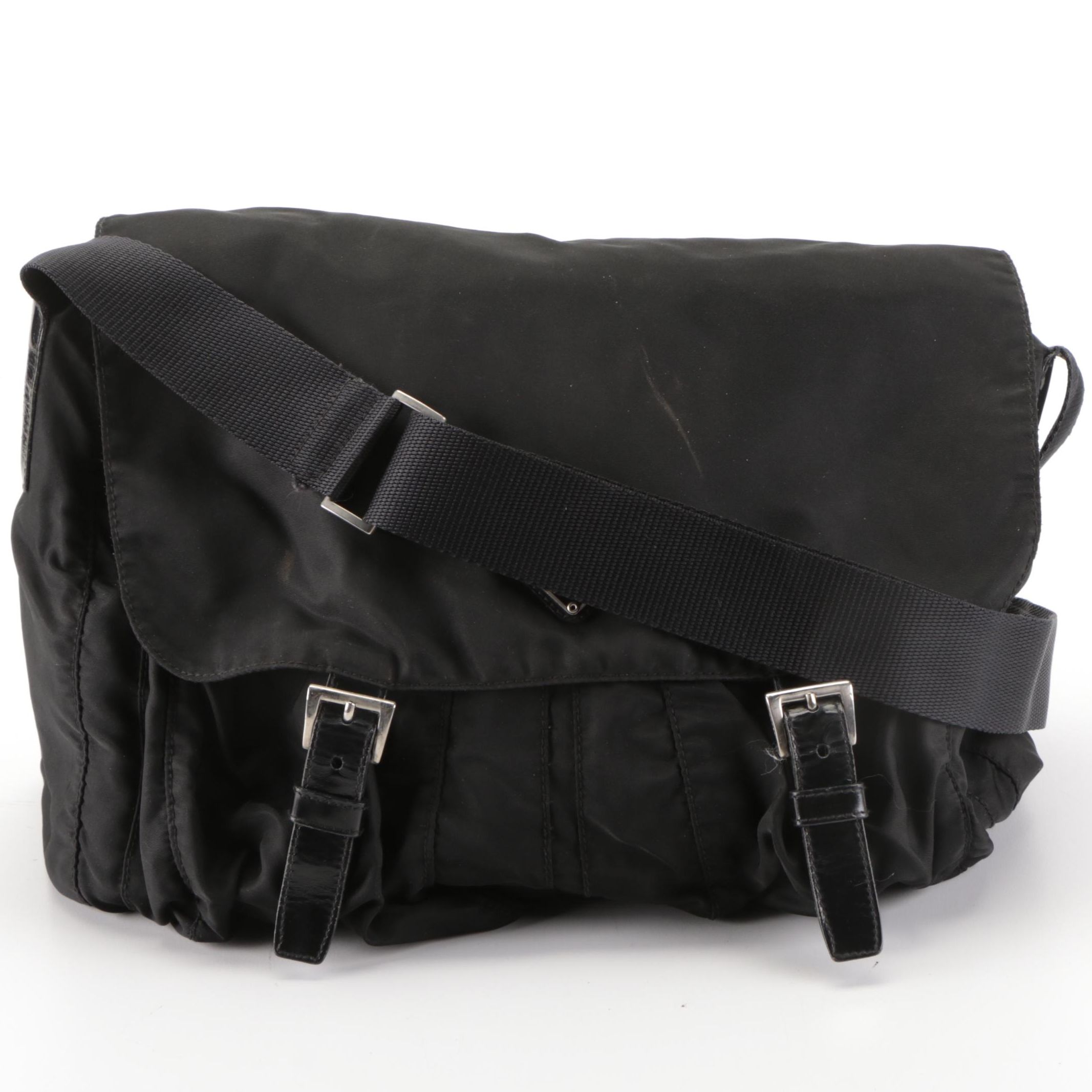 Prada Messenger Bag in Black Tessuto Nylon and Leather Trim