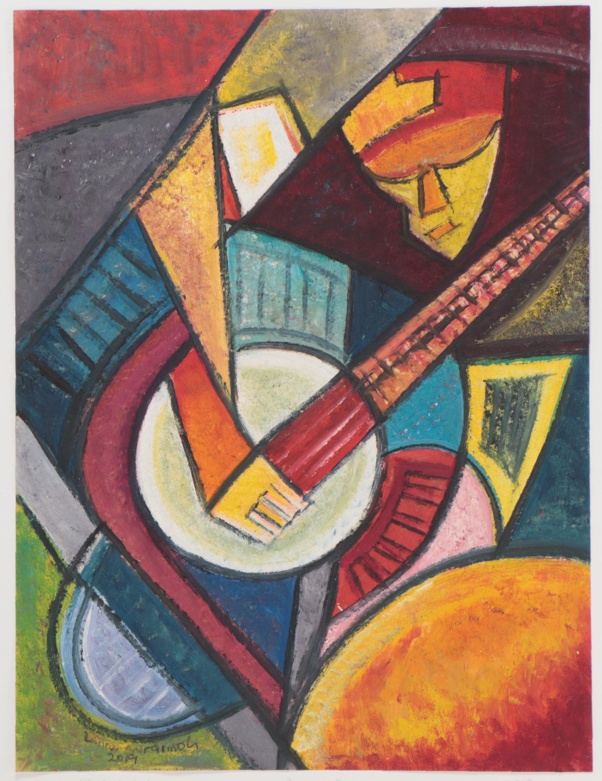 Lanre Buraimoh Oil Painting "Solo Musician," 2019