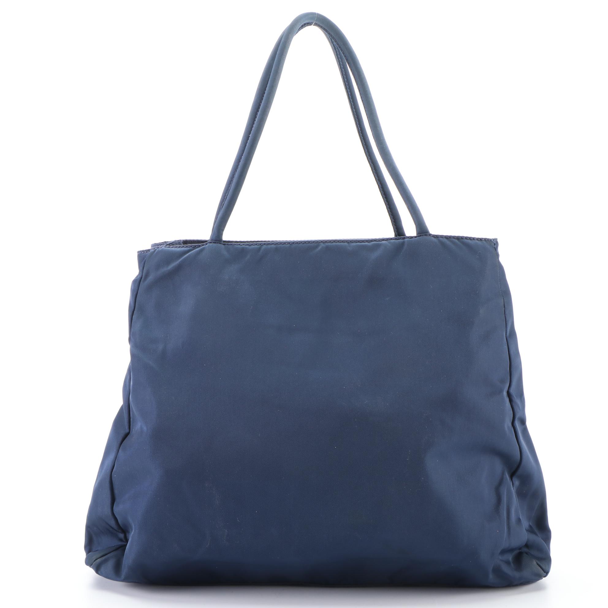Prada Small City Shopper Tote Bag in Navy Blue Nylon Tessuto
