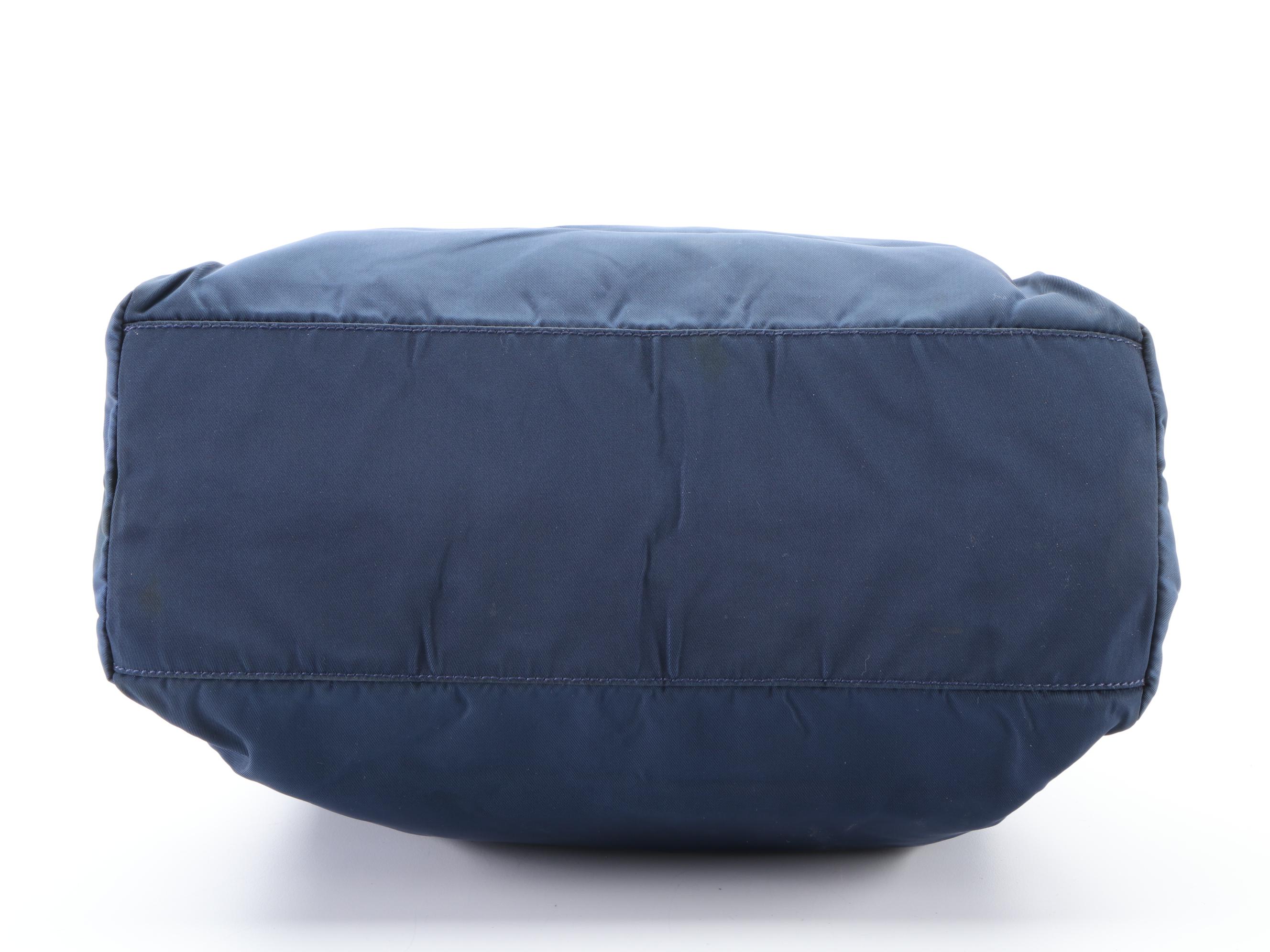 Prada Small City Shopper Tote Bag in Navy Blue Nylon Tessuto