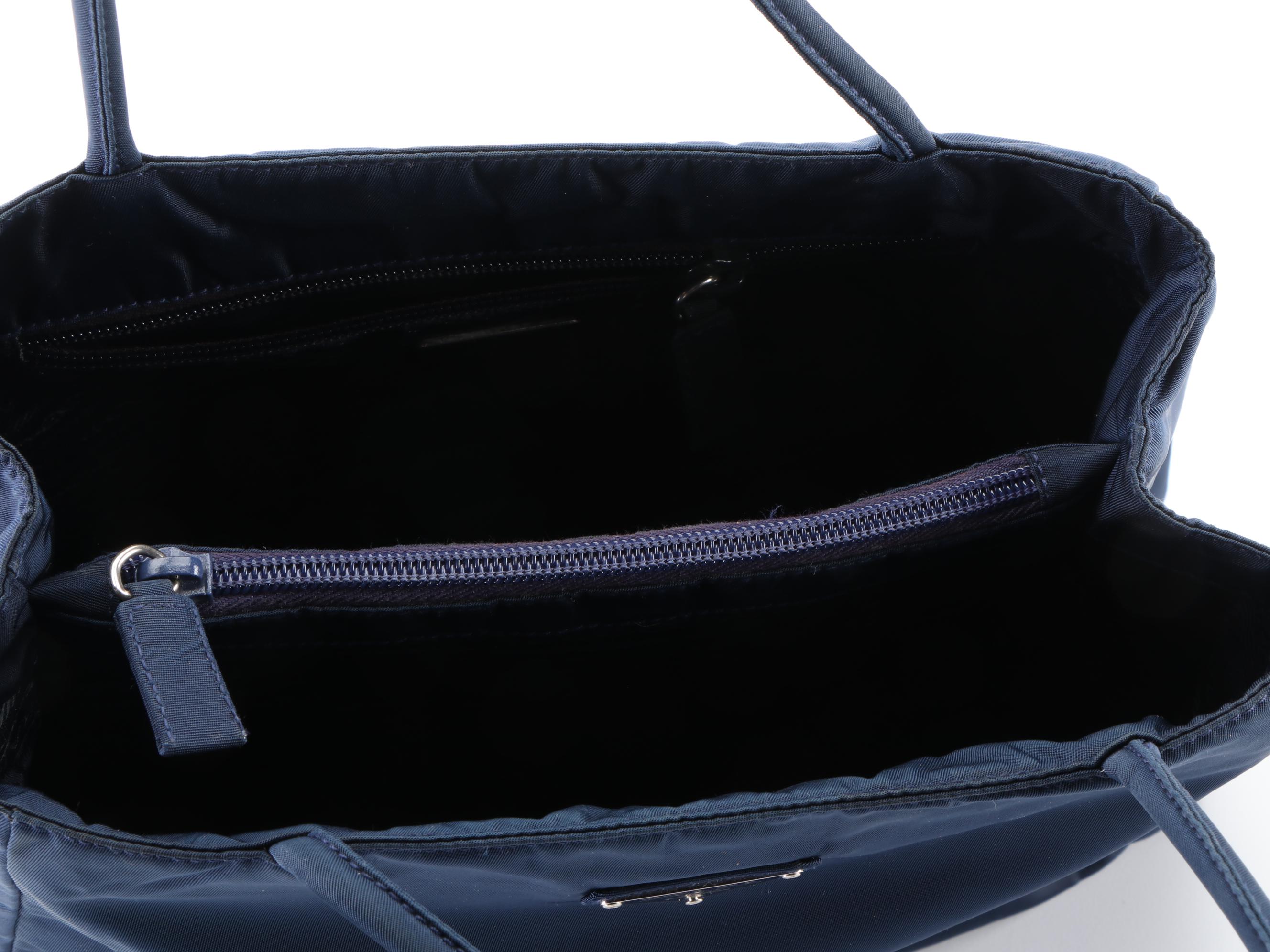 Prada Small City Shopper Tote Bag in Navy Blue Nylon Tessuto