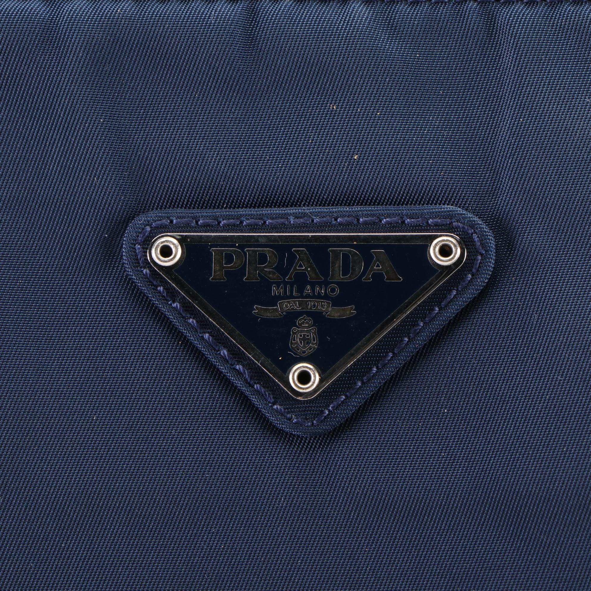 Prada Small City Shopper Tote Bag in Navy Blue Nylon Tessuto