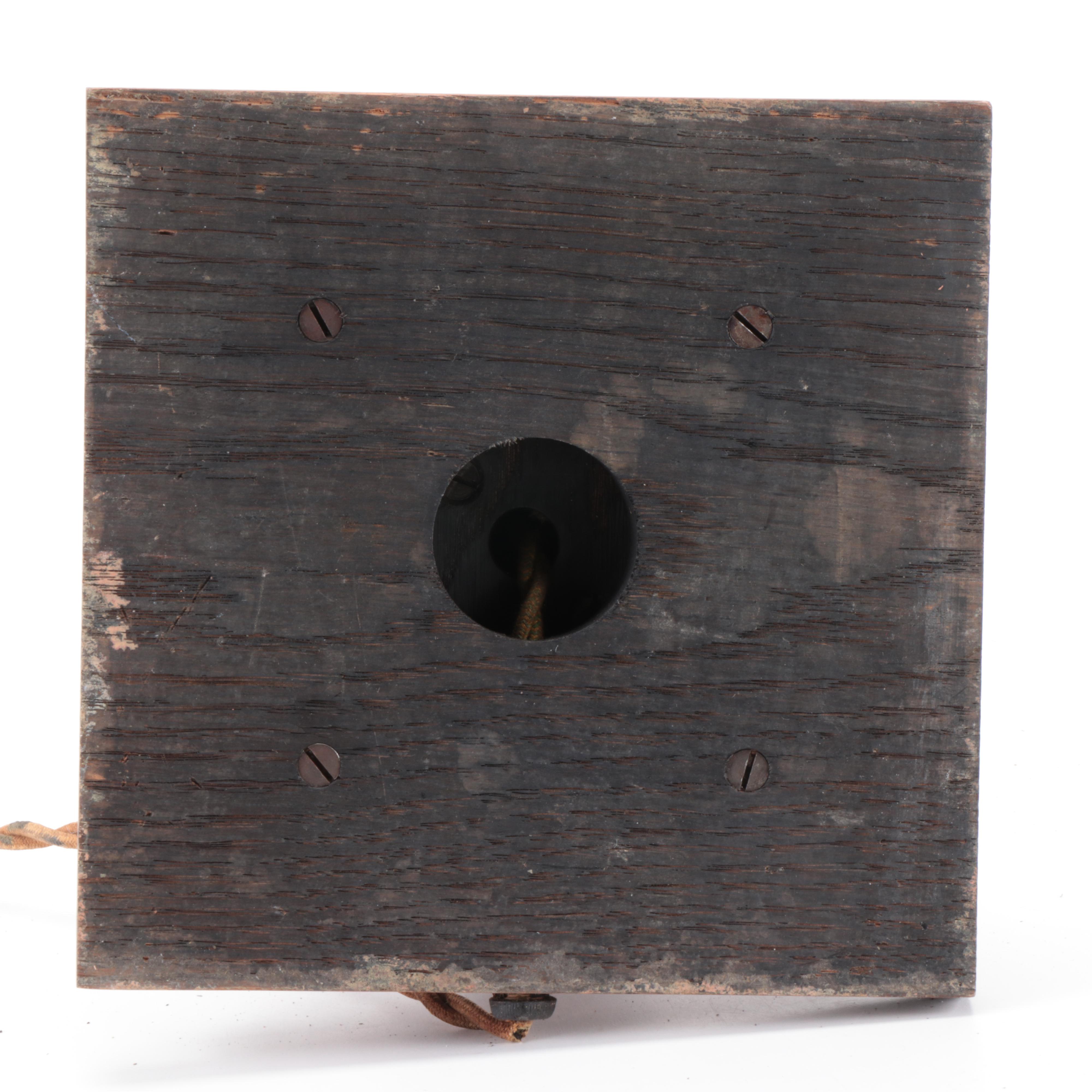 Mission Style Oak Slag Glass Table Lamp, Early to Mid-20th Century