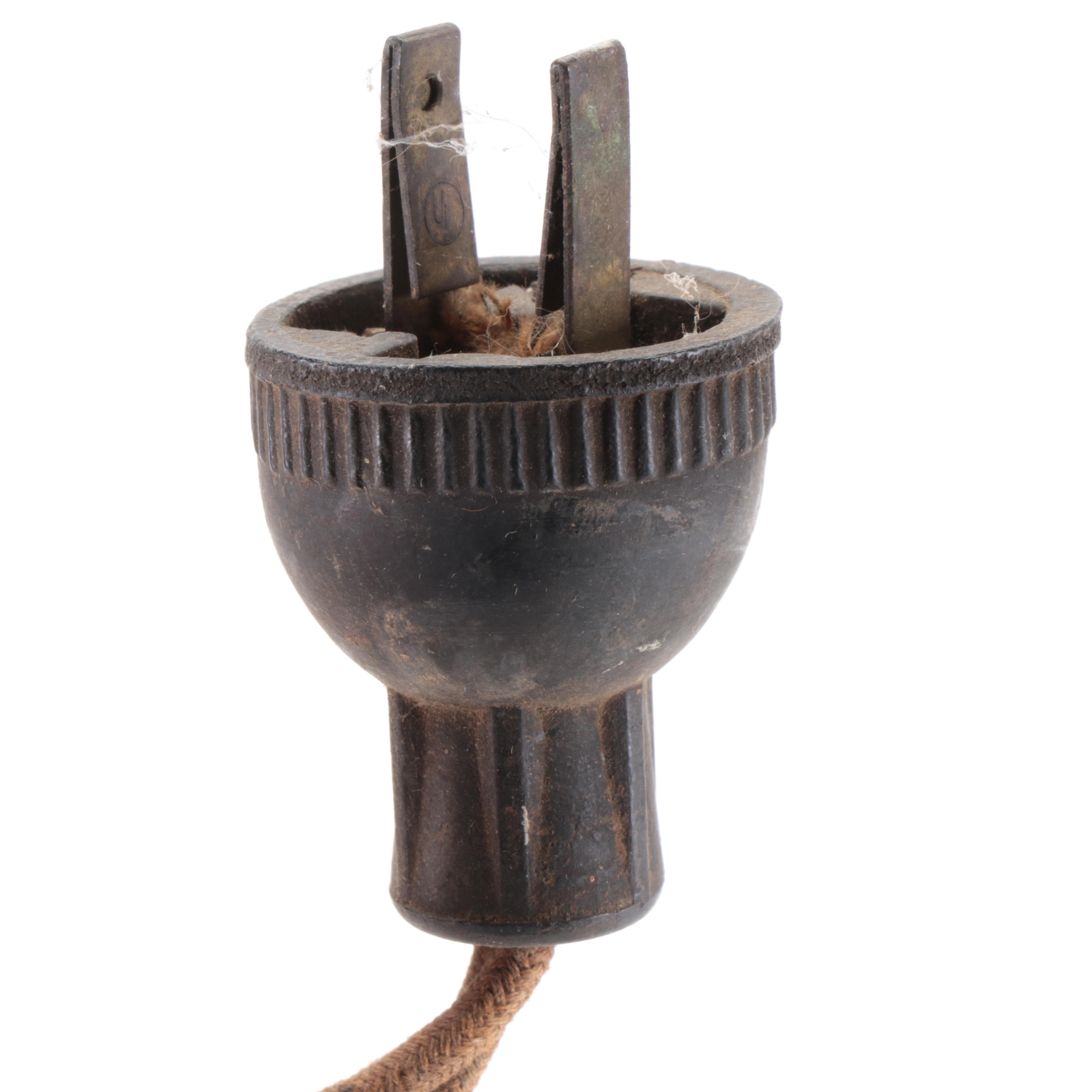 Mission Style Oak Slag Glass Table Lamp, Early to Mid-20th Century