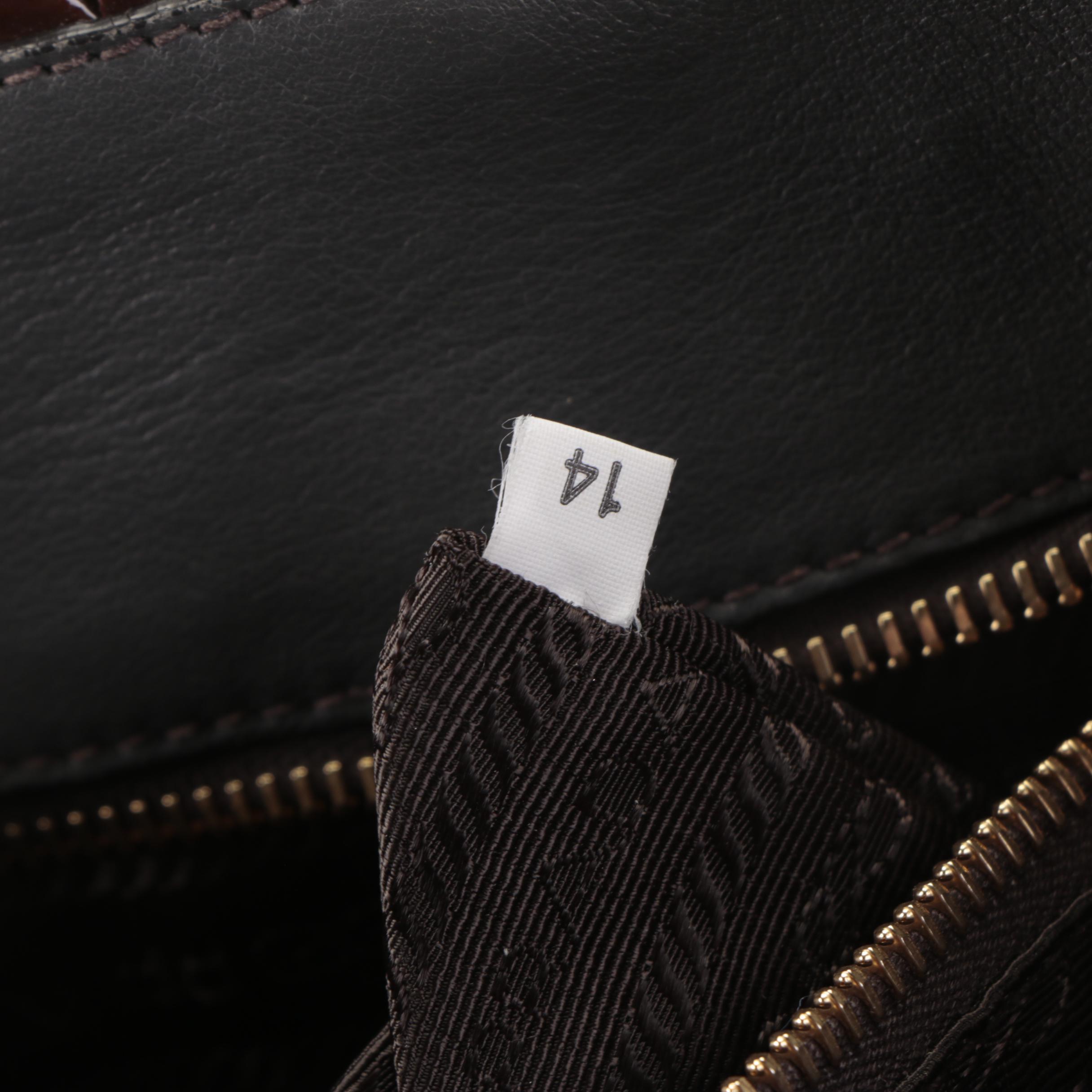 Prada Tote Bag in Hematite Vernice Gaufré Leather