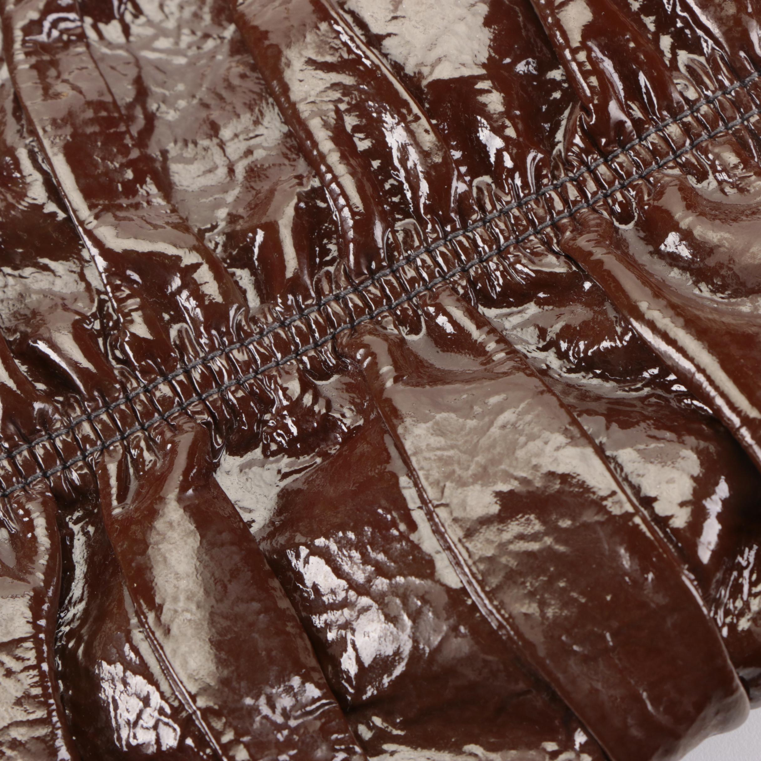 Prada Tote Bag in Hematite Vernice Gaufré Leather