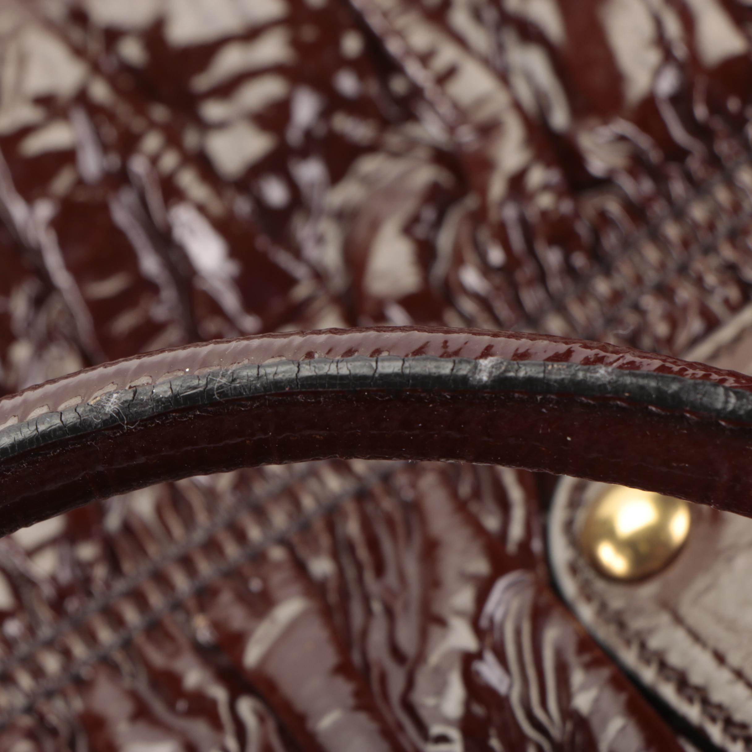 Prada Tote Bag in Hematite Vernice Gaufré Leather