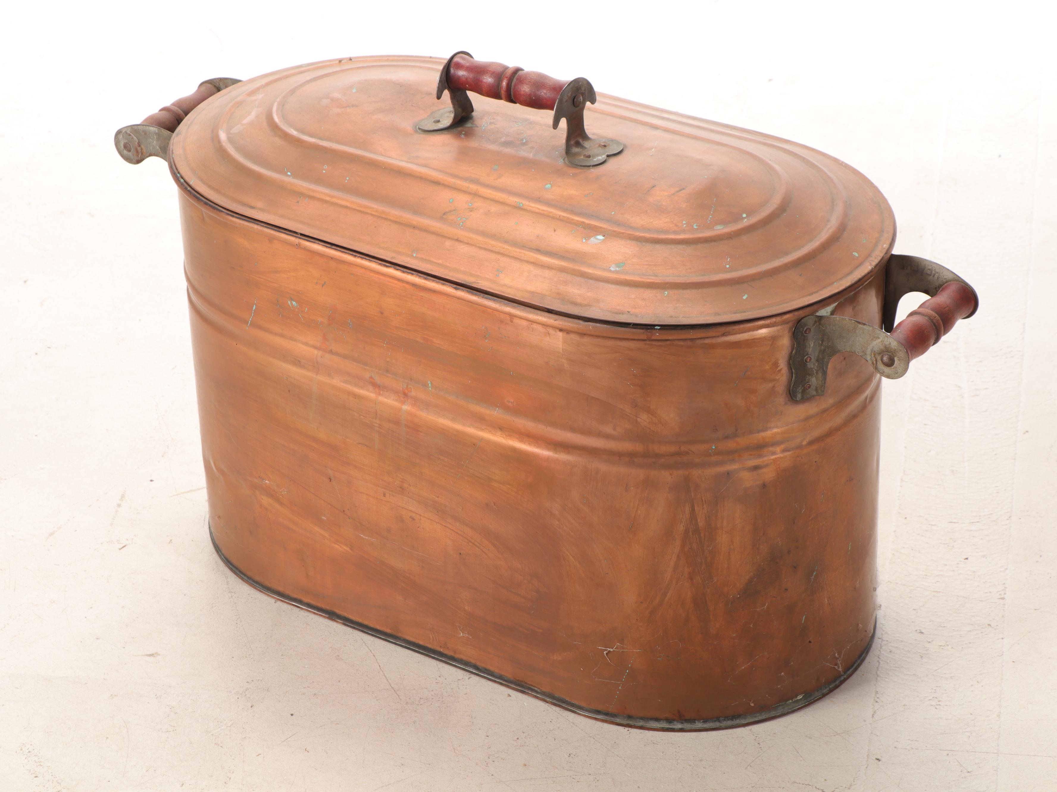 Copper Boiler Wash Tub With Lid, Late 19th to Early 20th Century