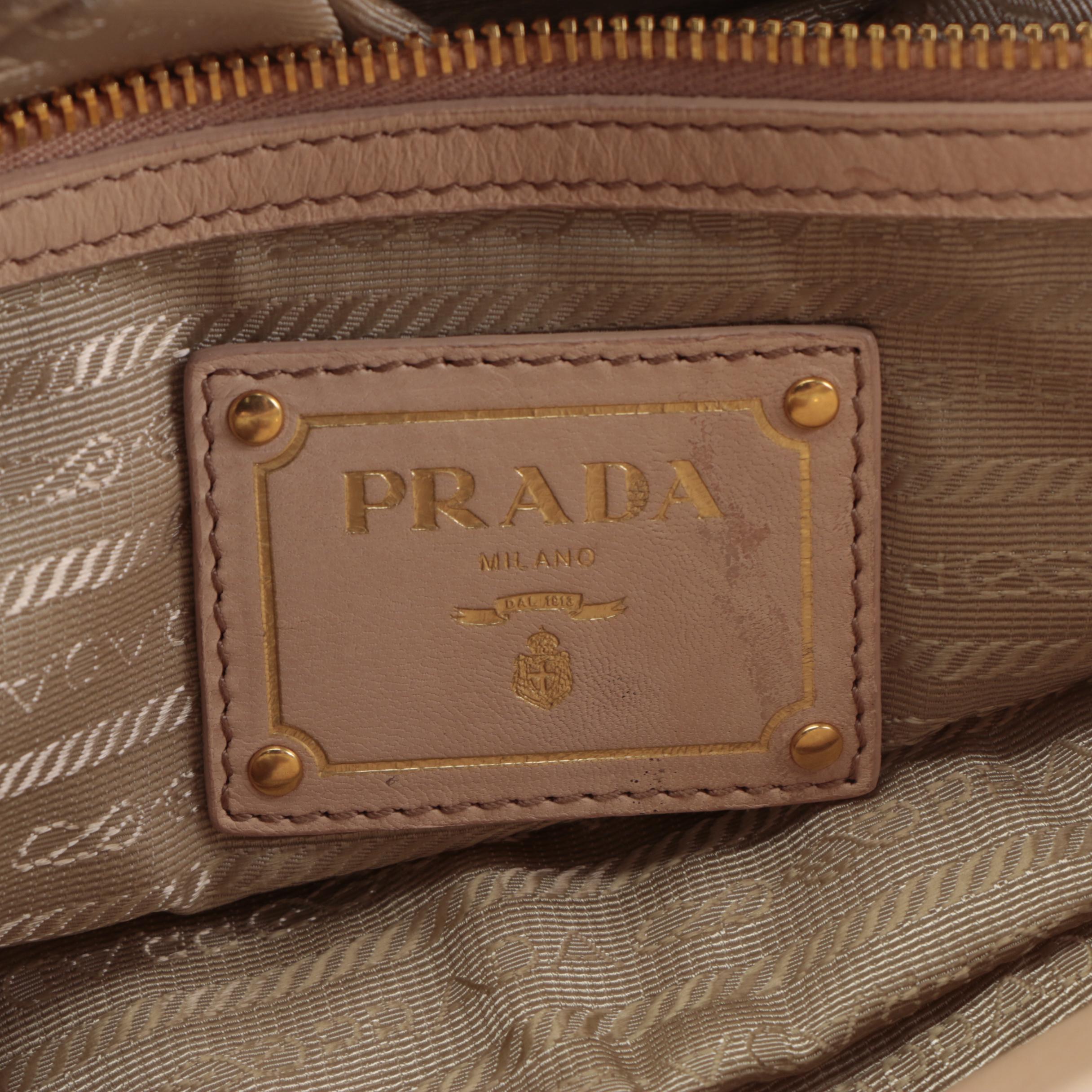 Prada Wrinkled Leather Handbag in Cipria Antique Nappa