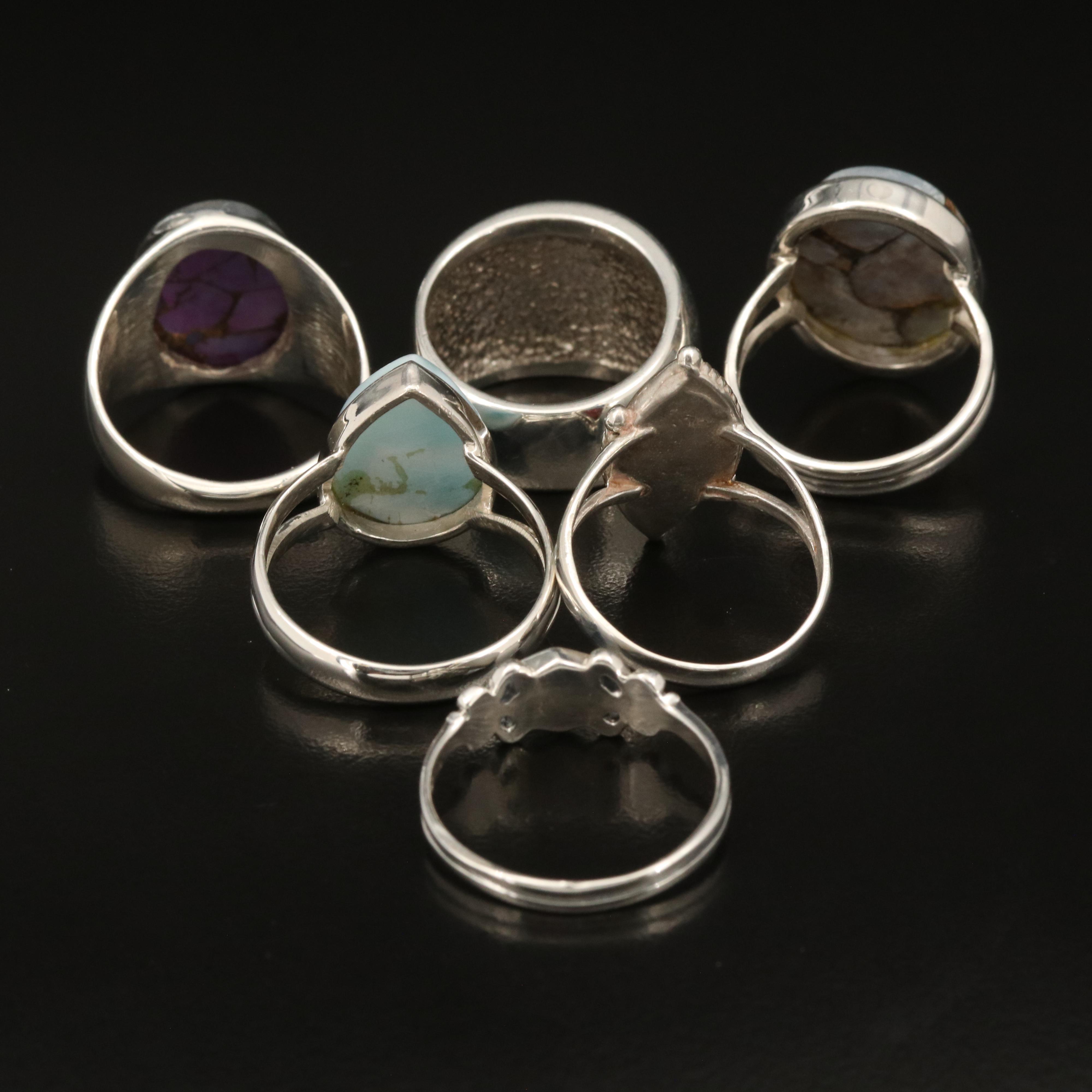 Rings Featuring Sterling, Larimar, Mother of Pearl and 14K Accents