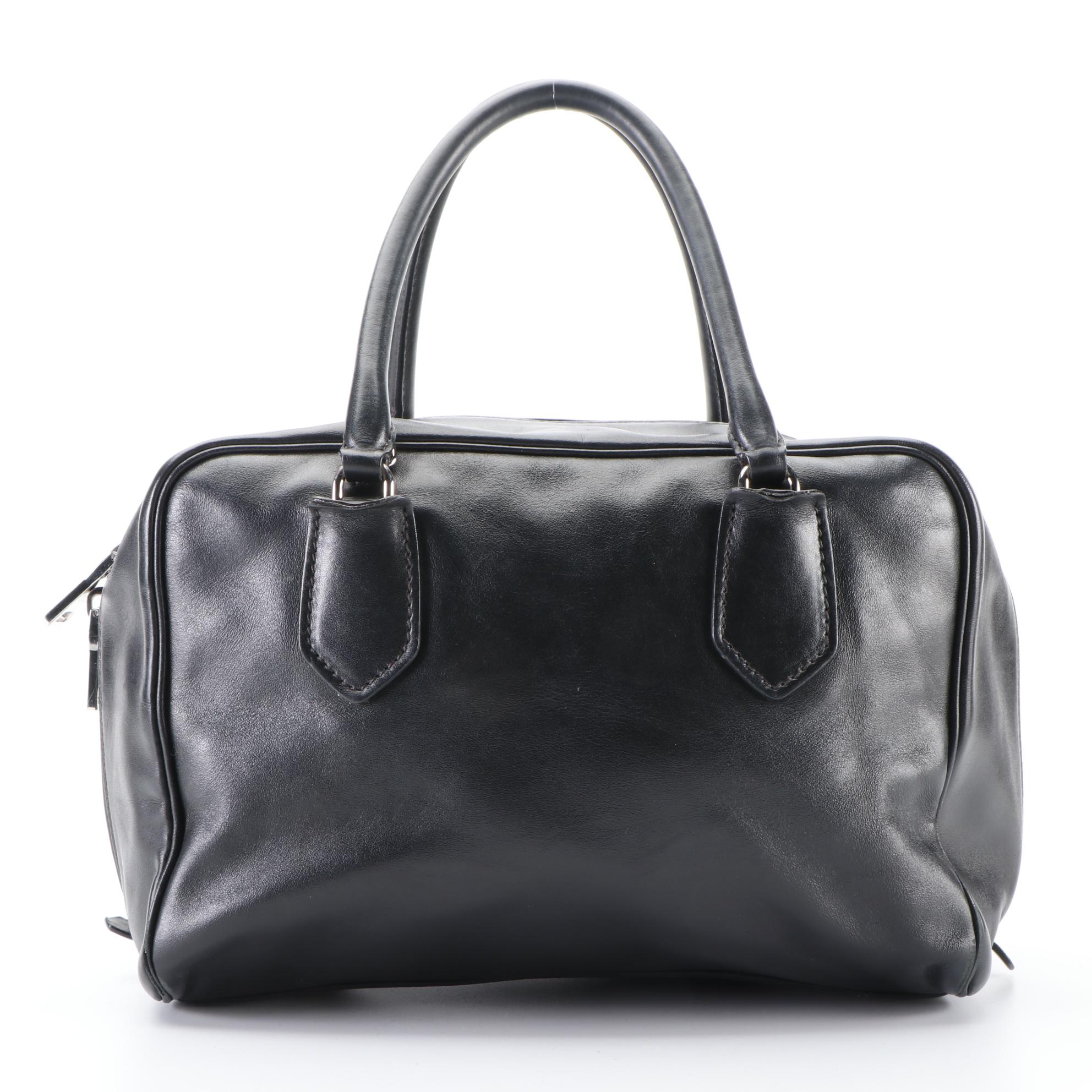 Prada Black and Pink Soft Calf Leather 1BB011 Small Inside Handbag