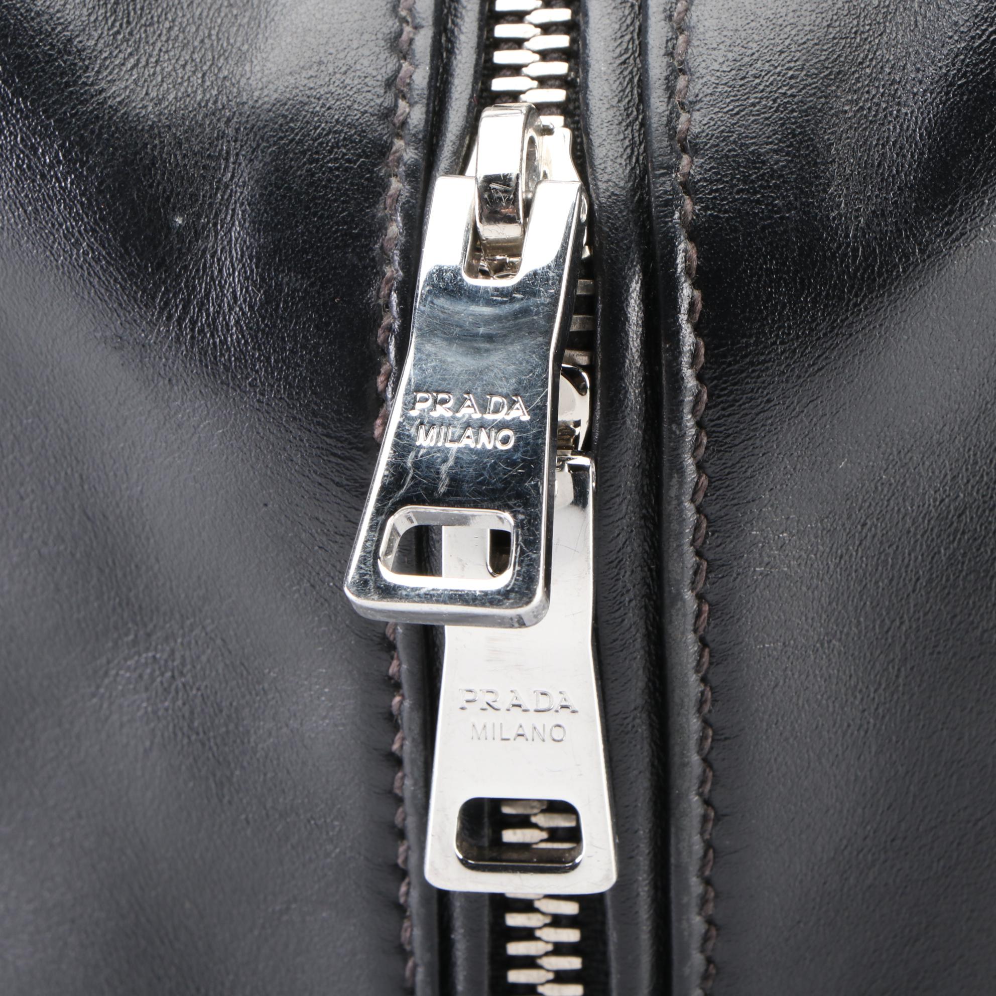 Prada Black and Pink Soft Calf Leather 1BB011 Small Inside Handbag