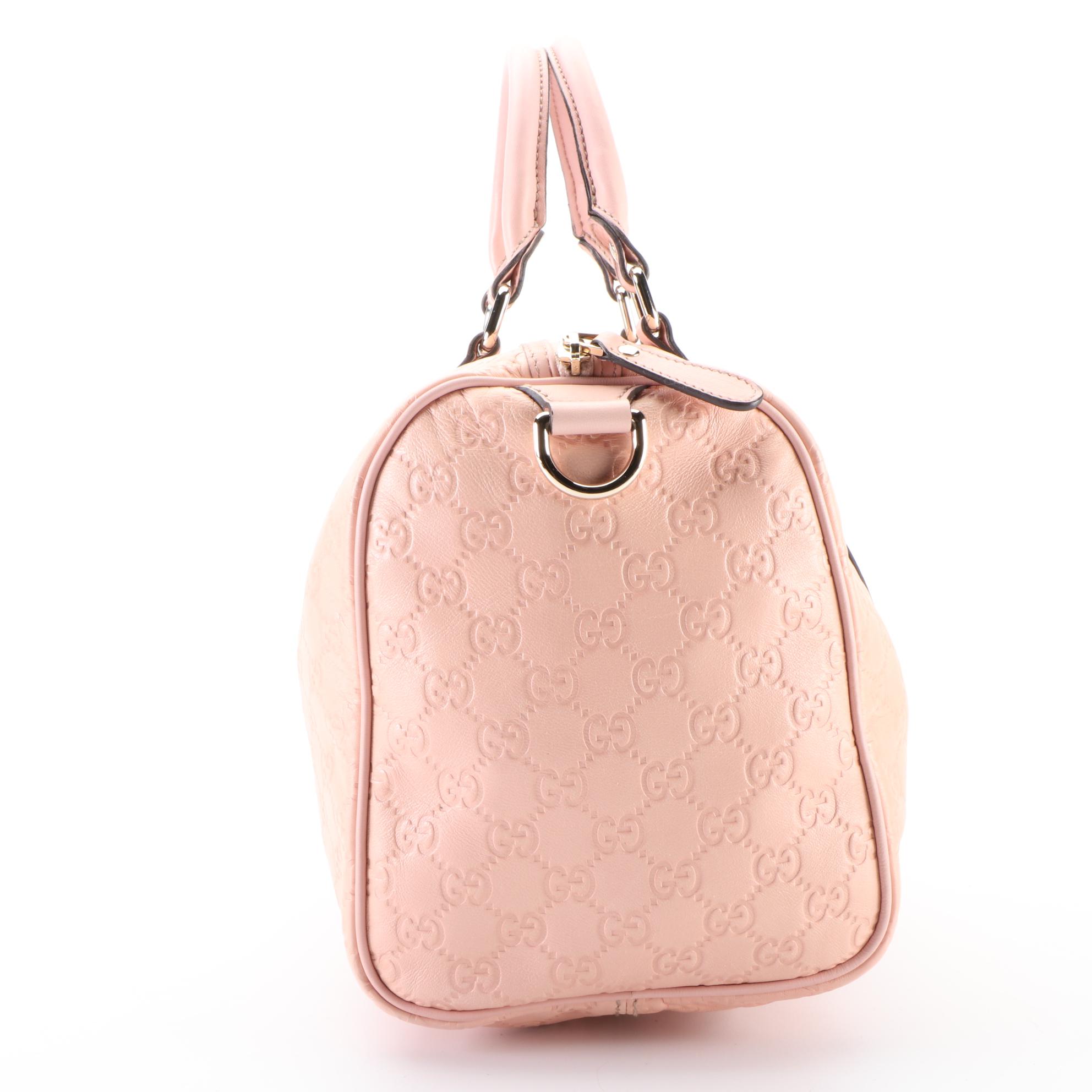 Gucci Joy Boston Bag in Pink Guccissima Calfskin and Smooth Leather