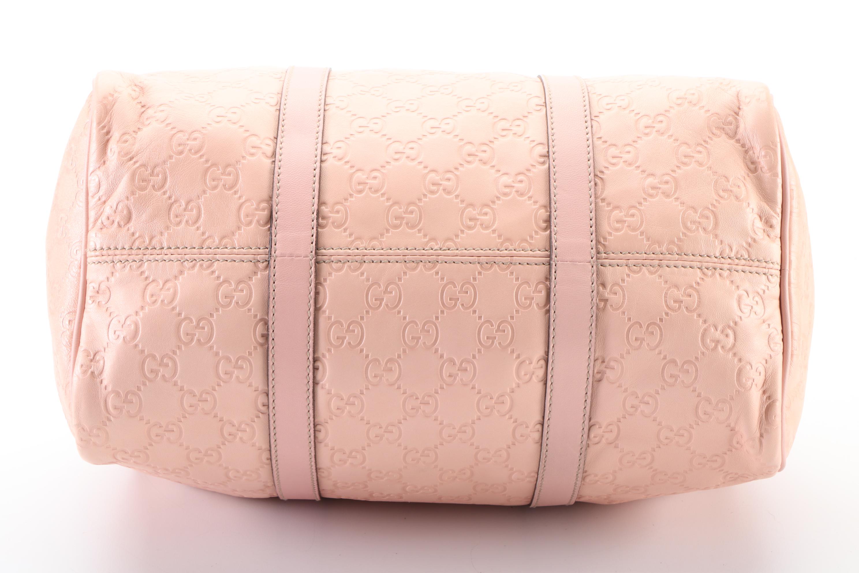 Gucci Joy Boston Bag in Pink Guccissima Calfskin and Smooth Leather