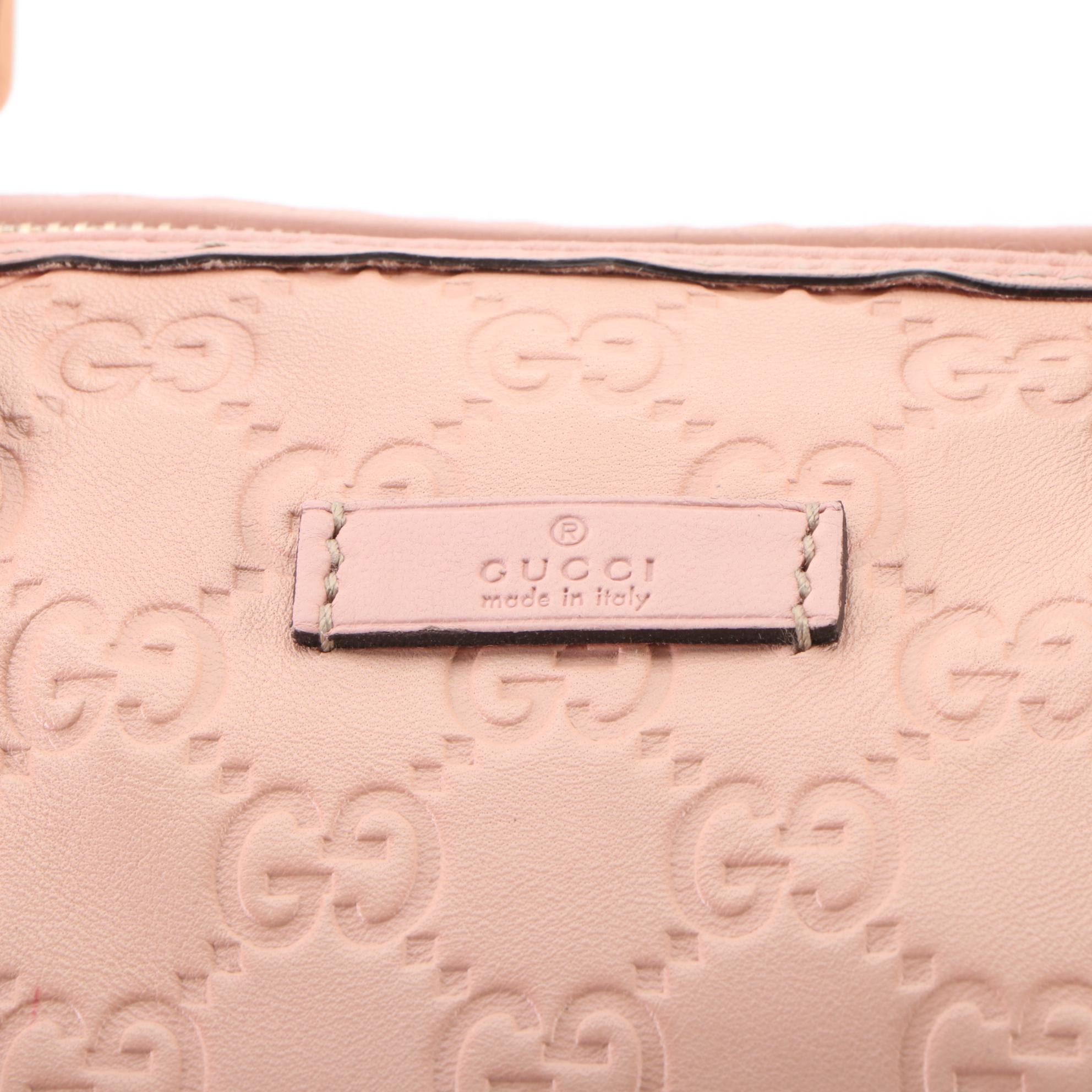 Gucci Joy Boston Bag in Pink Guccissima Calfskin and Smooth Leather