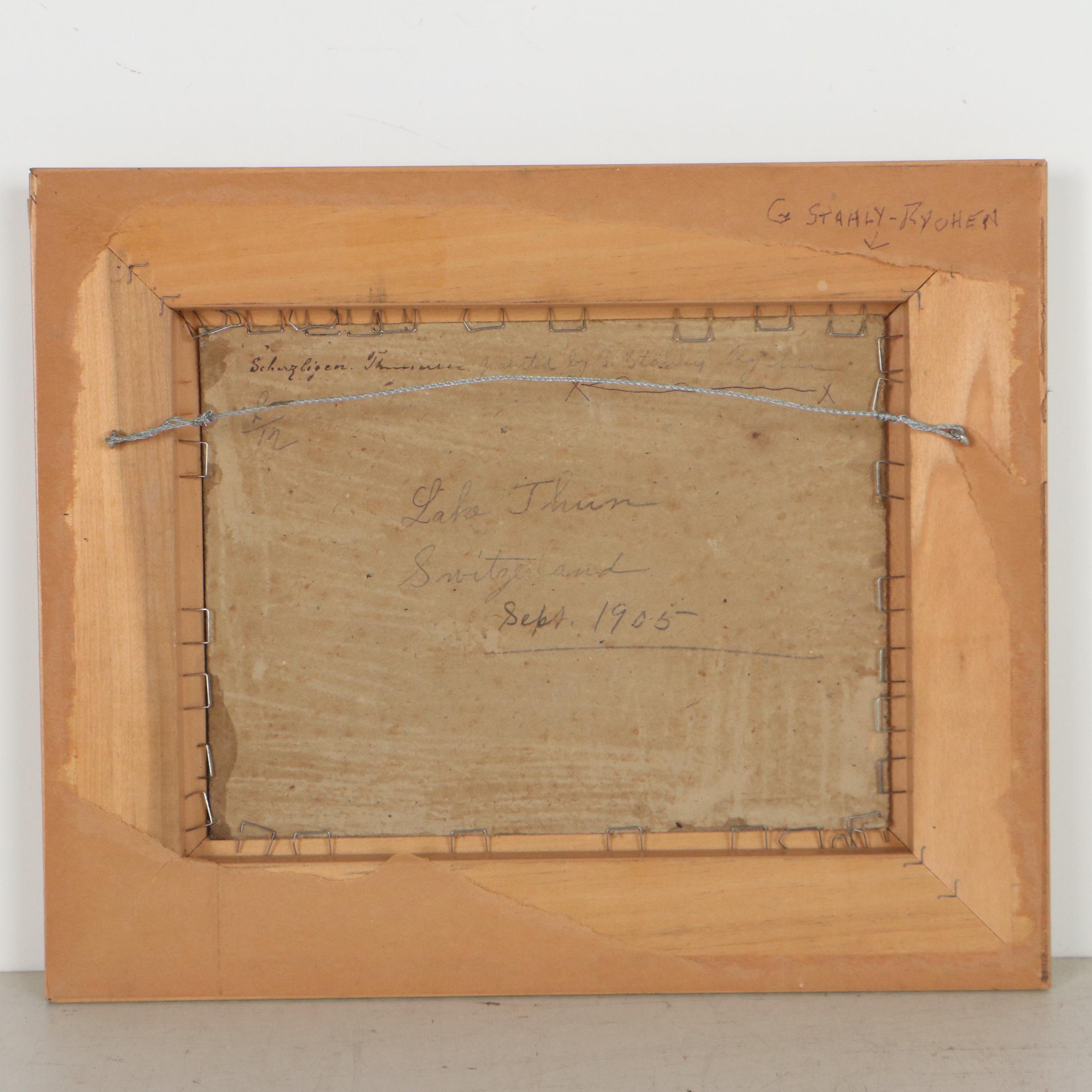 Oil Painting Attributed to Gottfried Stahly-Rychen of Lake Thun, 1905