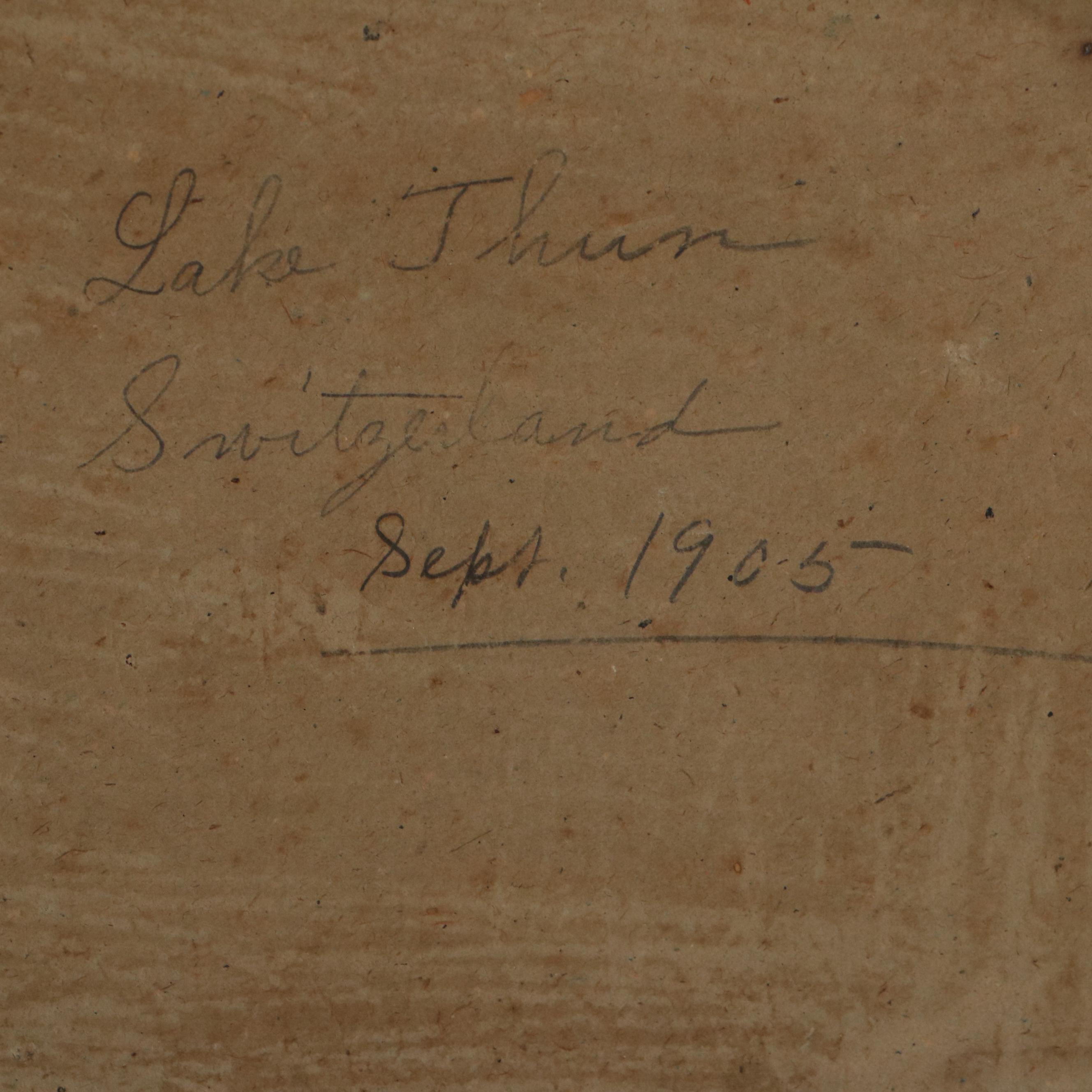 Oil Painting Attributed to Gottfried Stahly-Rychen of Lake Thun, 1905