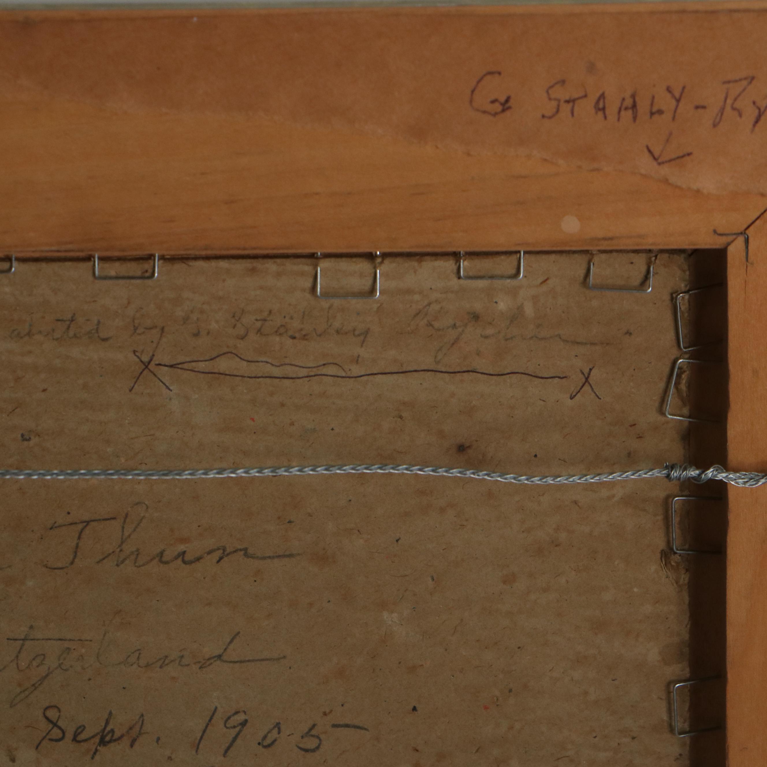 Oil Painting Attributed to Gottfried Stahly-Rychen of Lake Thun, 1905