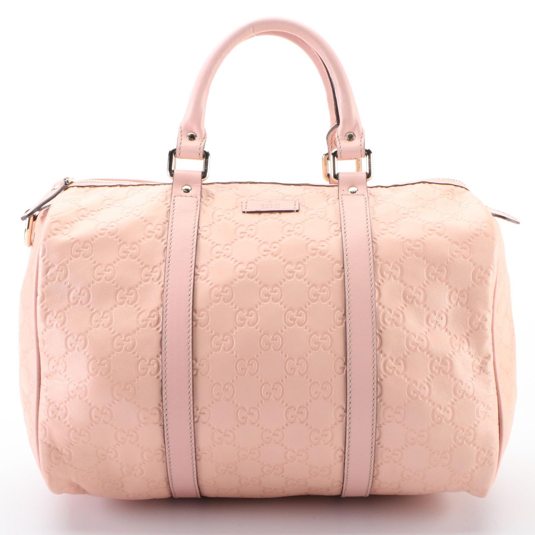 Gucci Joy Boston Bag in Pink Guccissima Calfskin and Smooth Leather