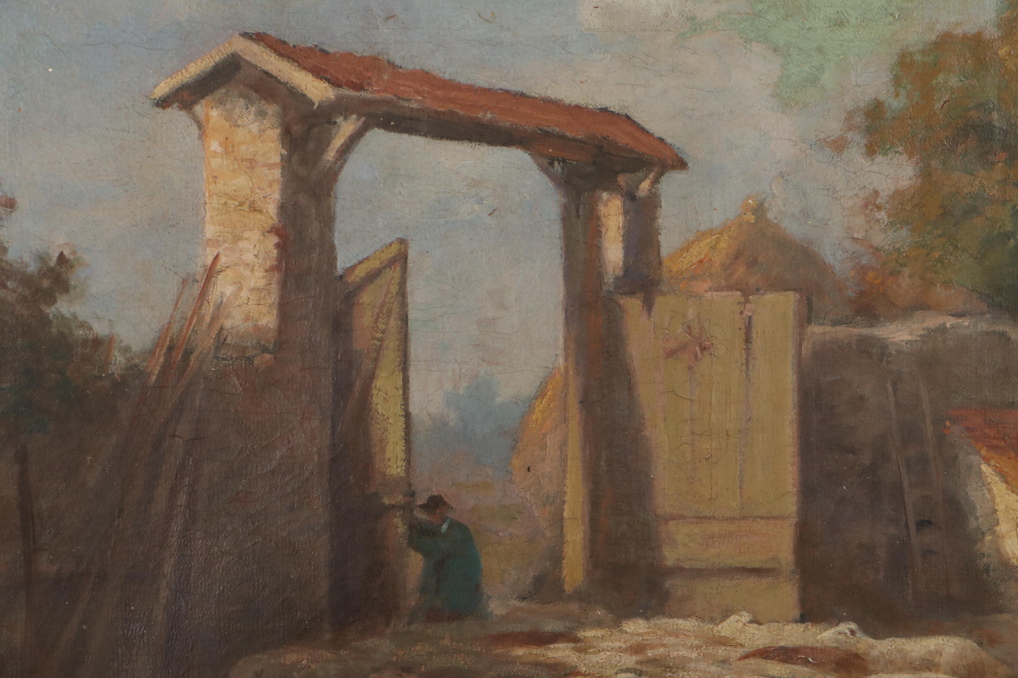 Oil Painting of Shepherd, Late 19th to Early 20th Century