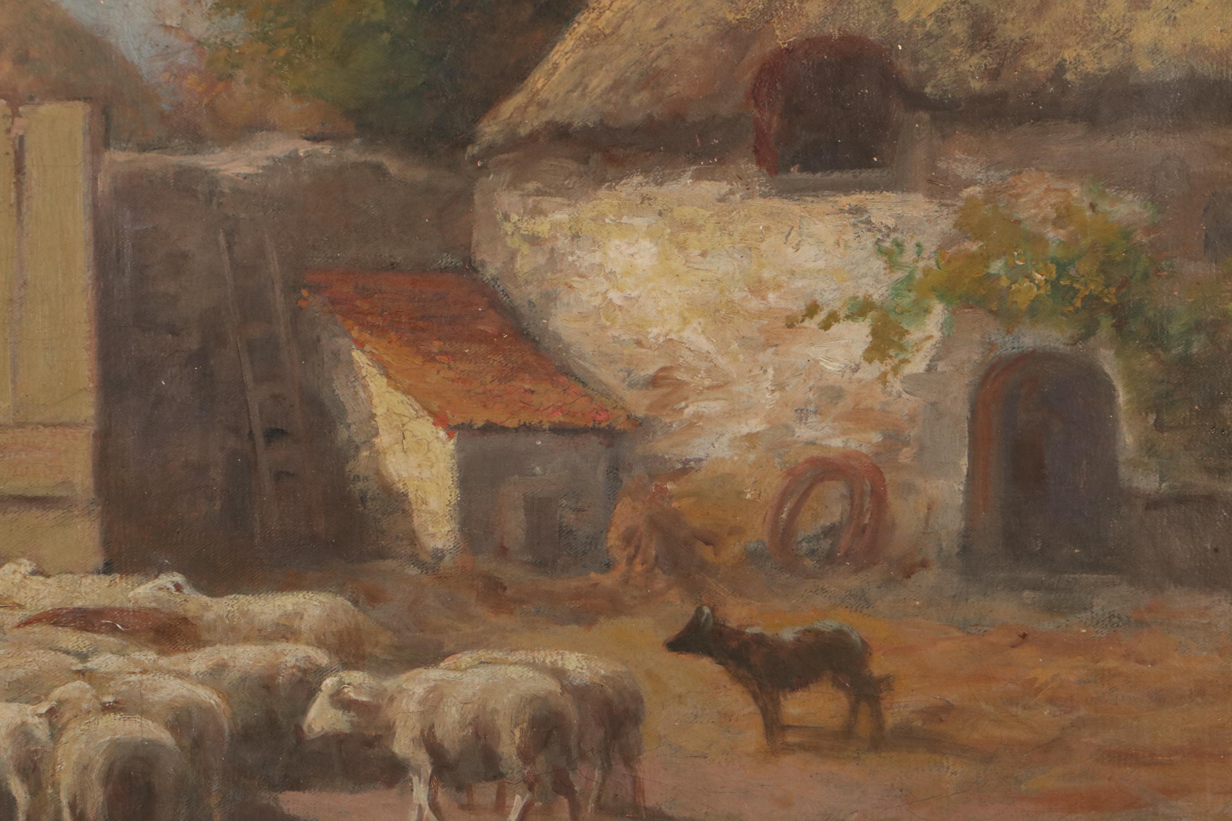 Oil Painting of Shepherd, Late 19th to Early 20th Century