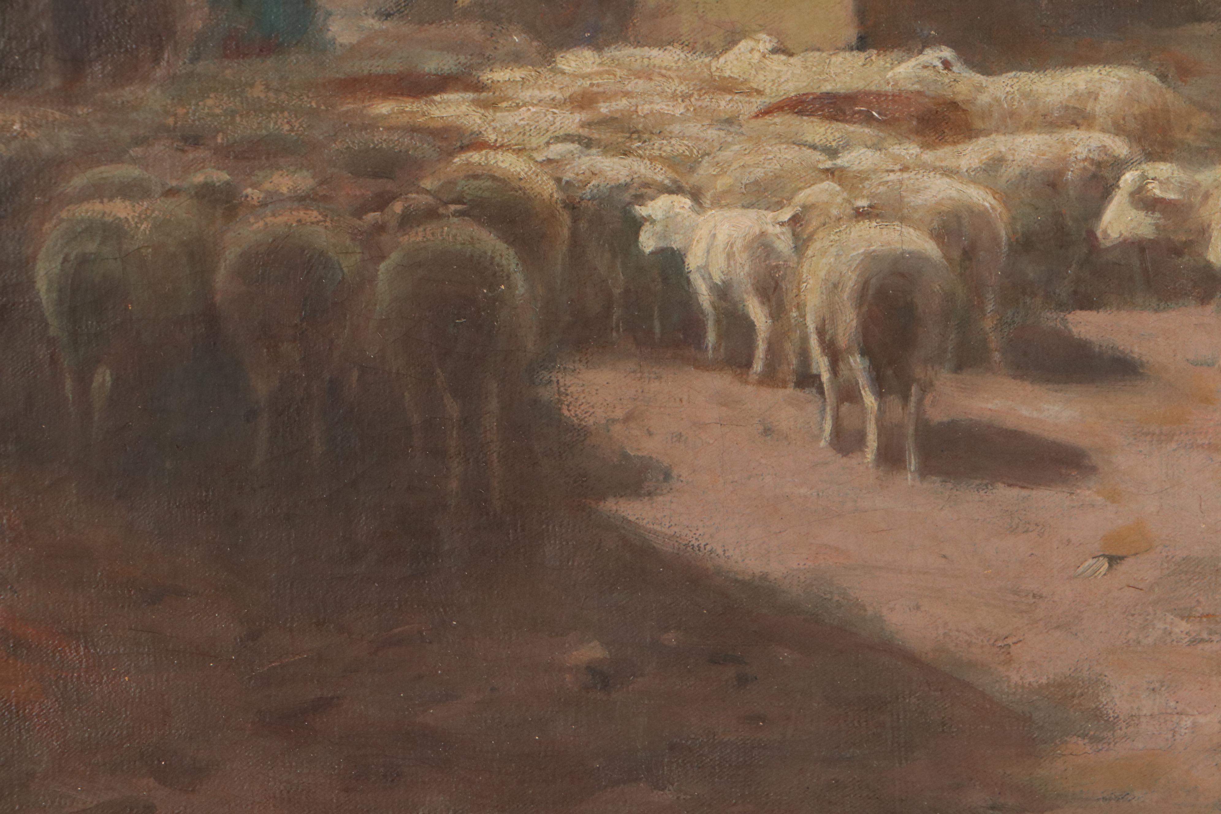 Oil Painting of Shepherd, Late 19th to Early 20th Century