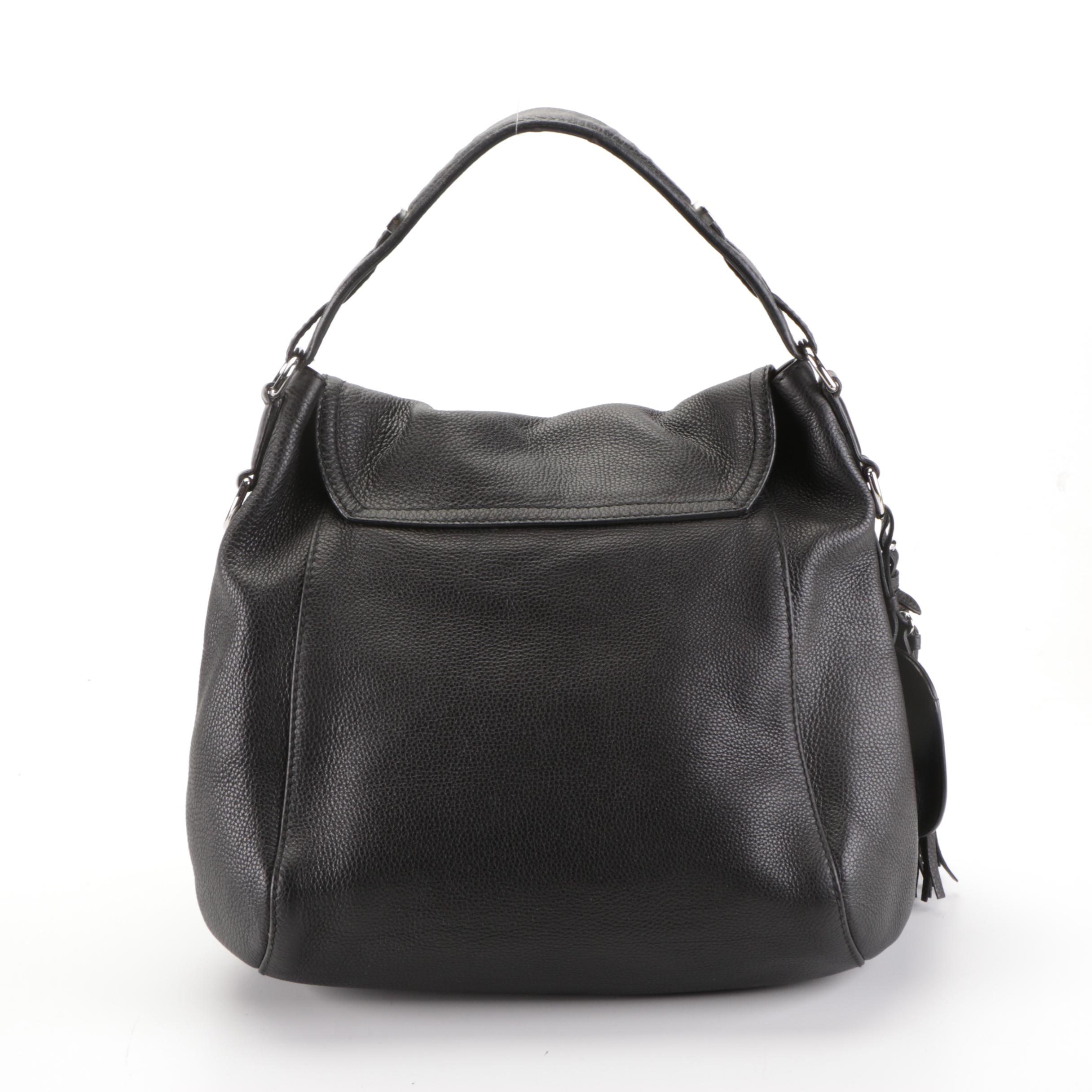 Gucci Techno Horsebit Shoulder Bag in Black Leather with Bamboo Tassels