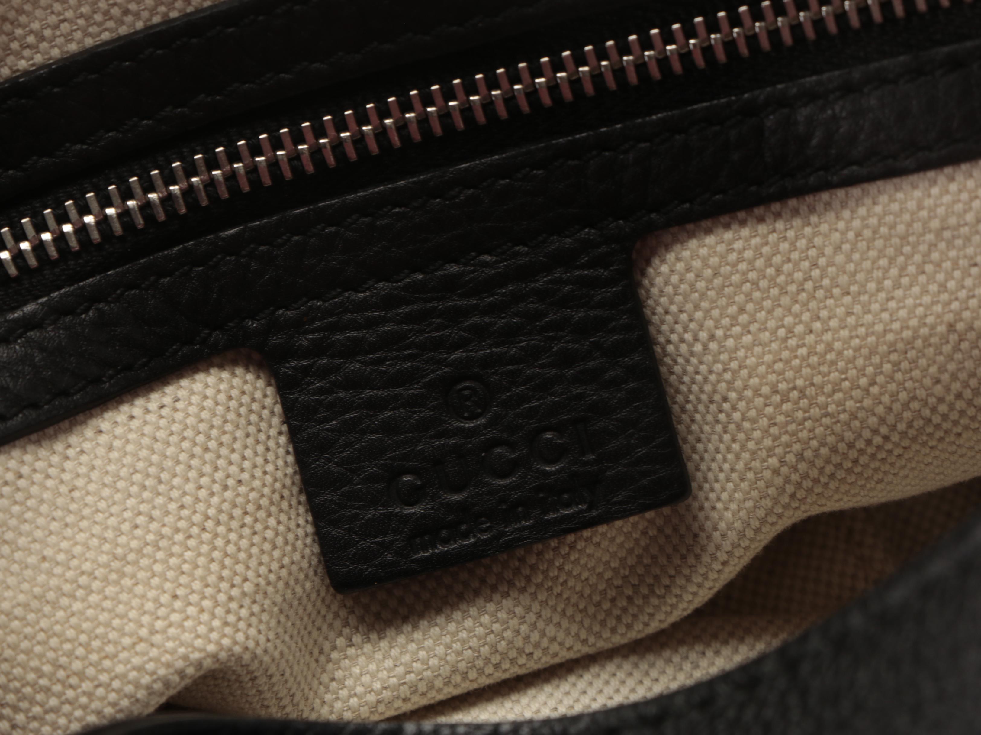 Gucci Techno Horsebit Shoulder Bag in Black Leather with Bamboo Tassels