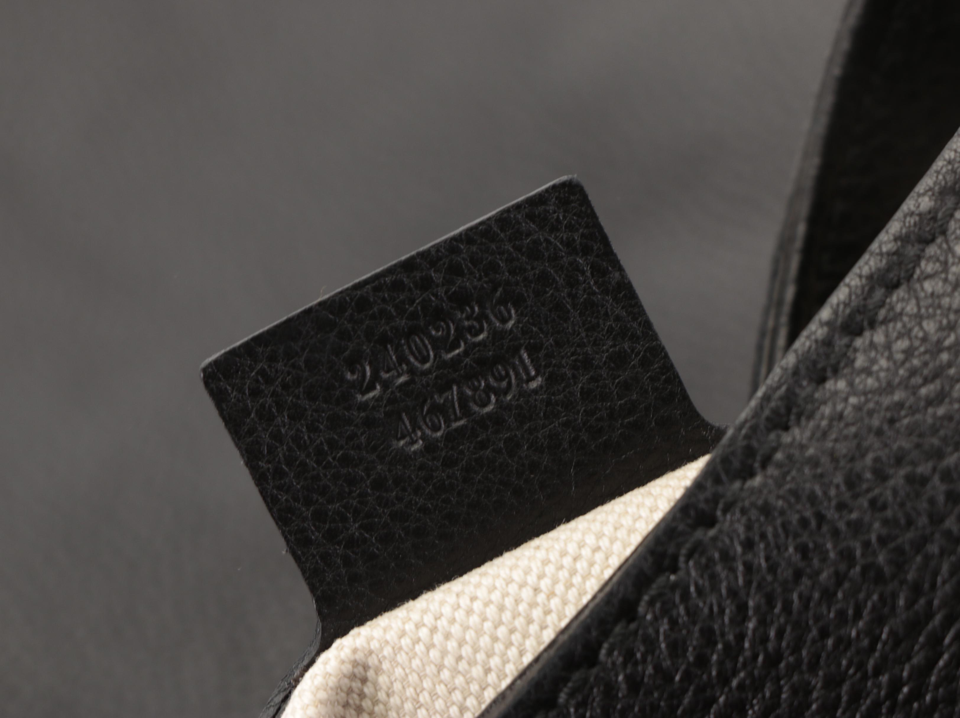 Gucci Techno Horsebit Shoulder Bag in Black Leather with Bamboo Tassels