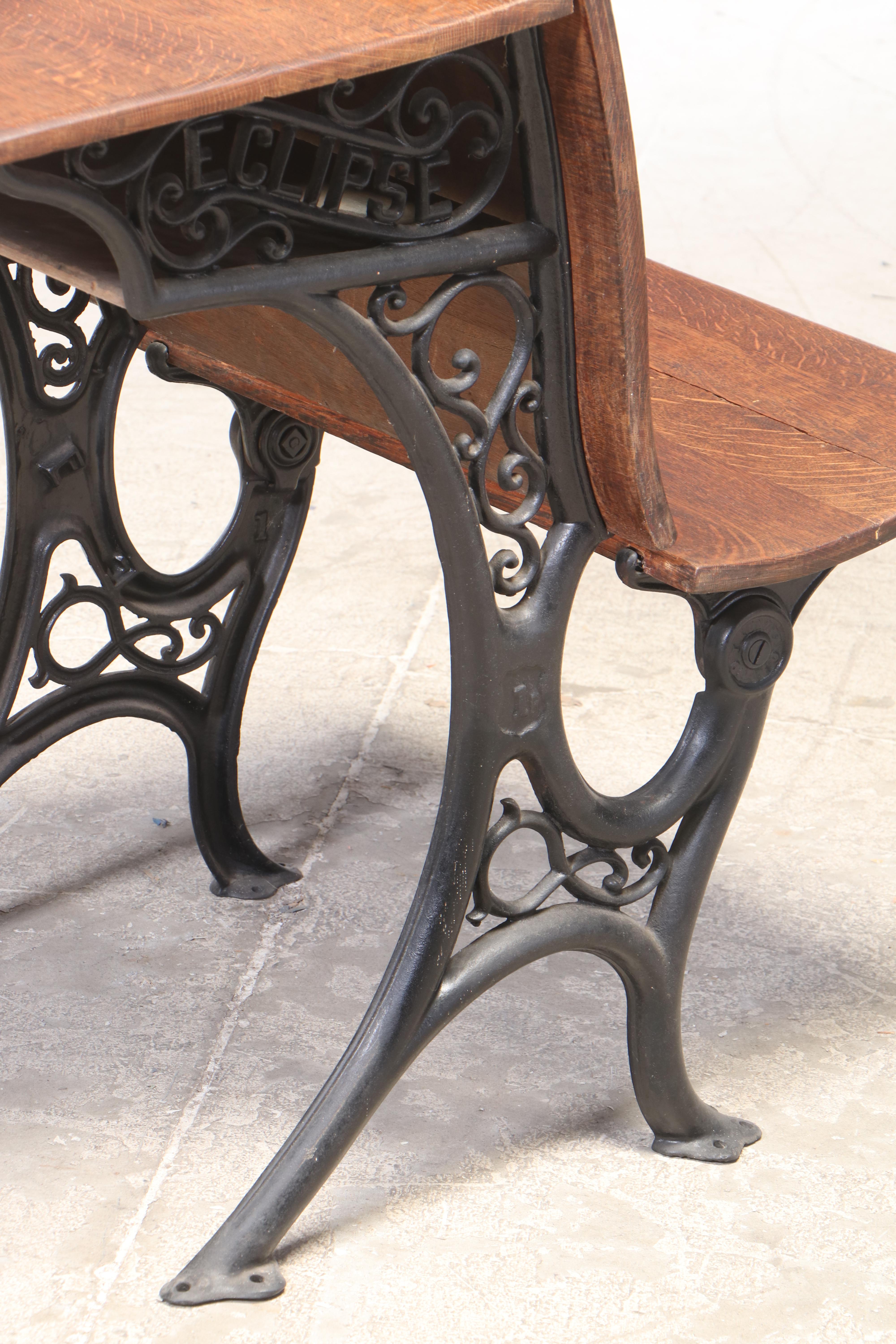 Theodore Kundtz Co. "Eclipse" Cast Iron and Oak School Desk
