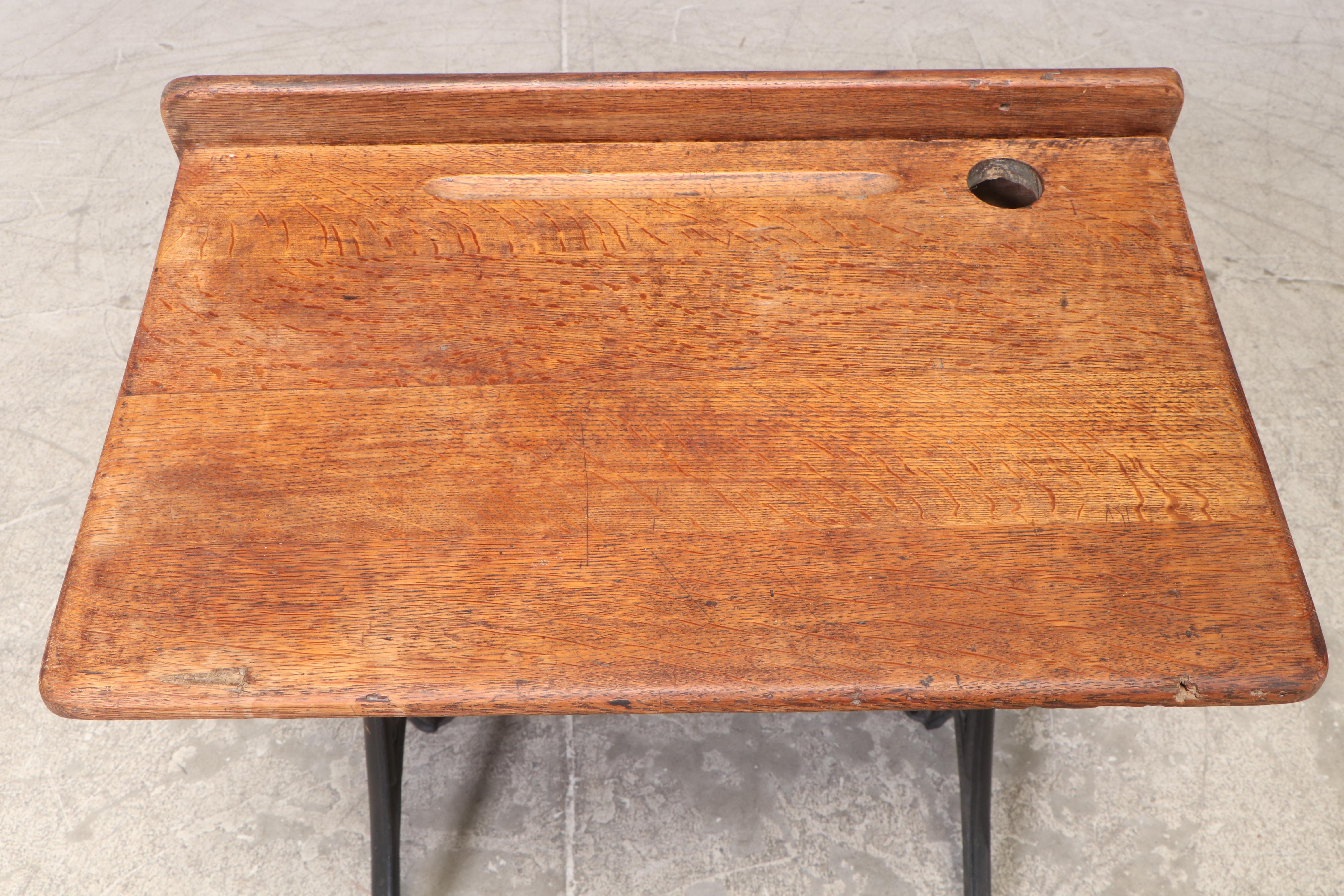 Theodore Kundtz Co. "Eclipse" Cast Iron and Oak School Desk
