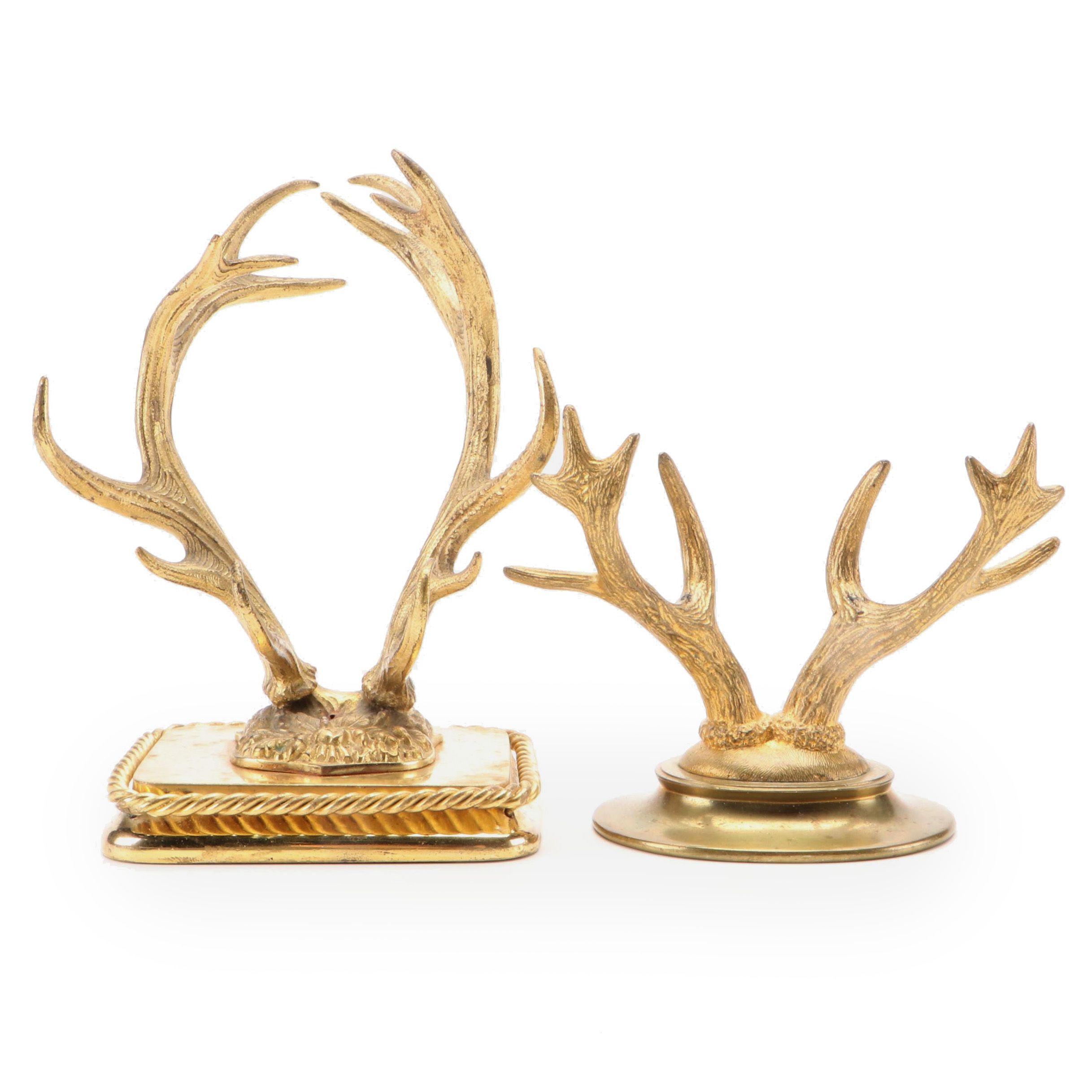 Cast Brass Antler Figurines on Bases