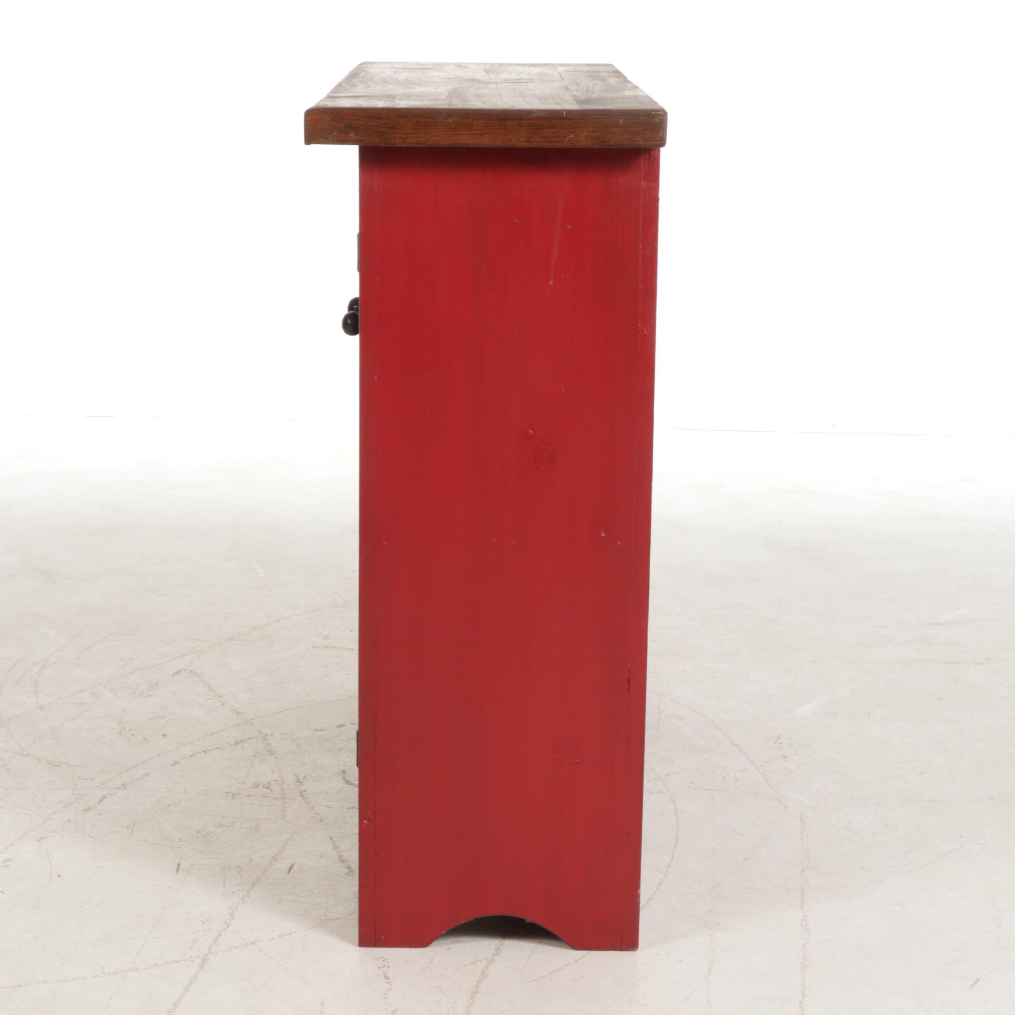 Amish-Made Tin Front Painted Wood Cabinet