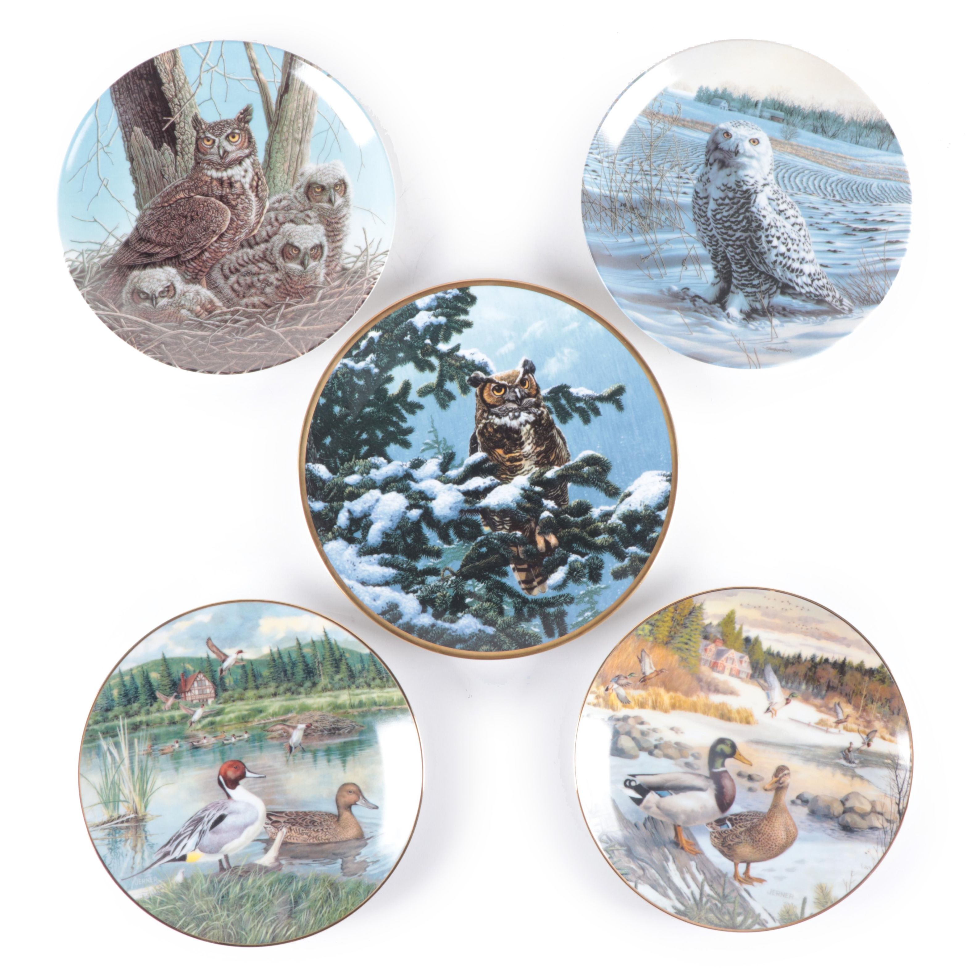 Knowles Fine China "Stately Owls" Plates with Other Bird Collector Plates