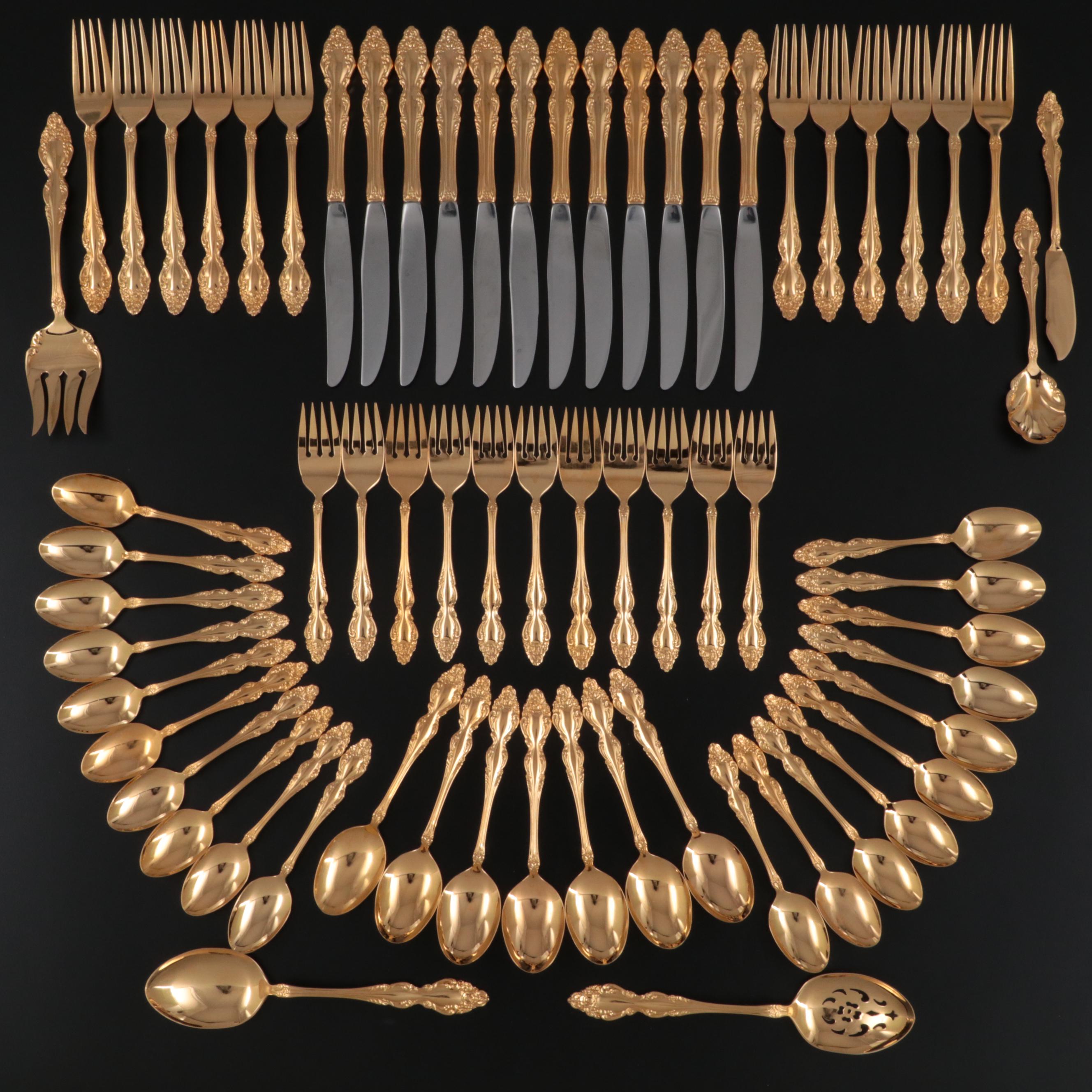 1881 Rogers Oneida "Golden Baroque Rose" Gold Electroplate Flatware, 1950–1969