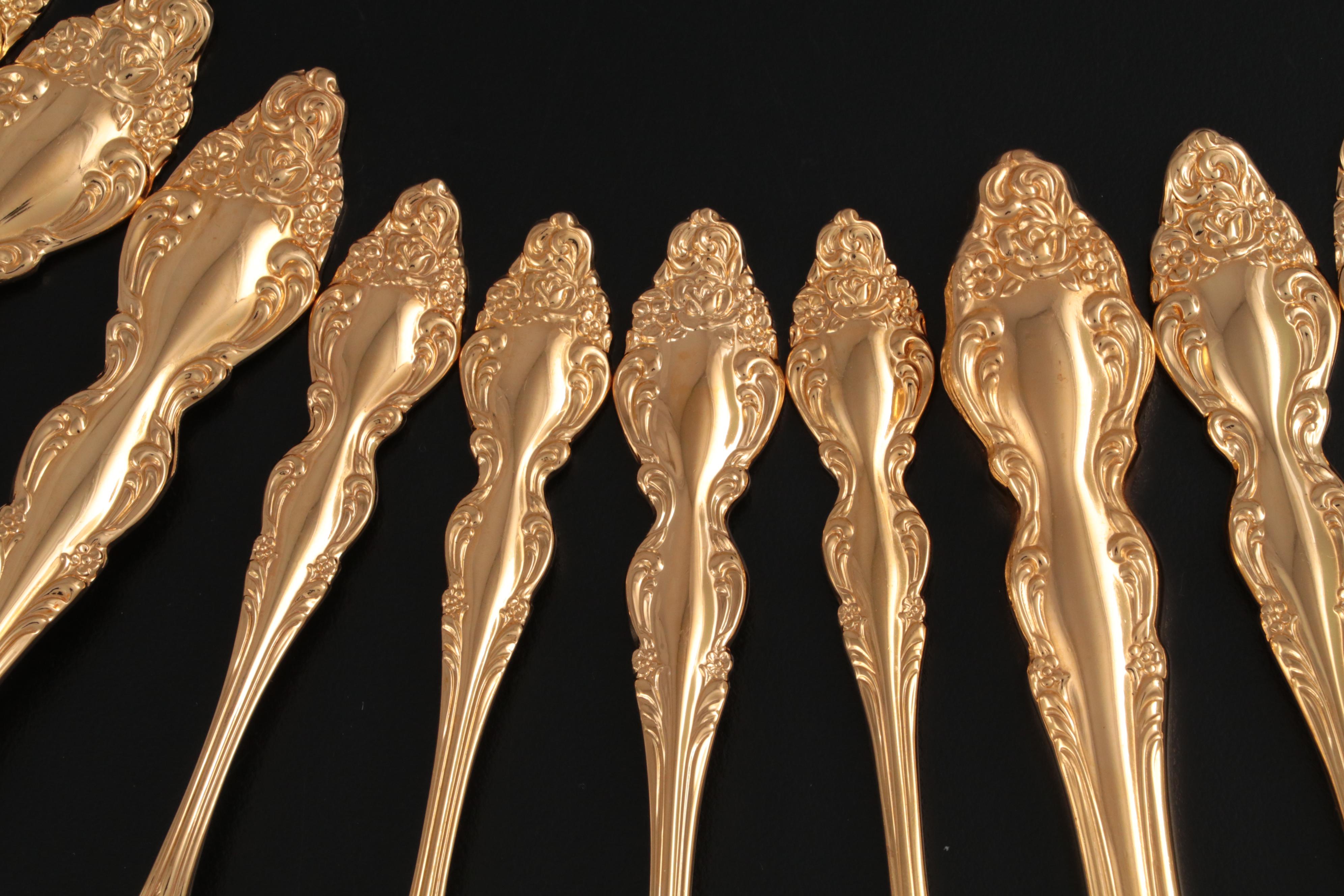 1881 Rogers Oneida "Golden Baroque Rose" Gold Electroplate Flatware, 1950–1969