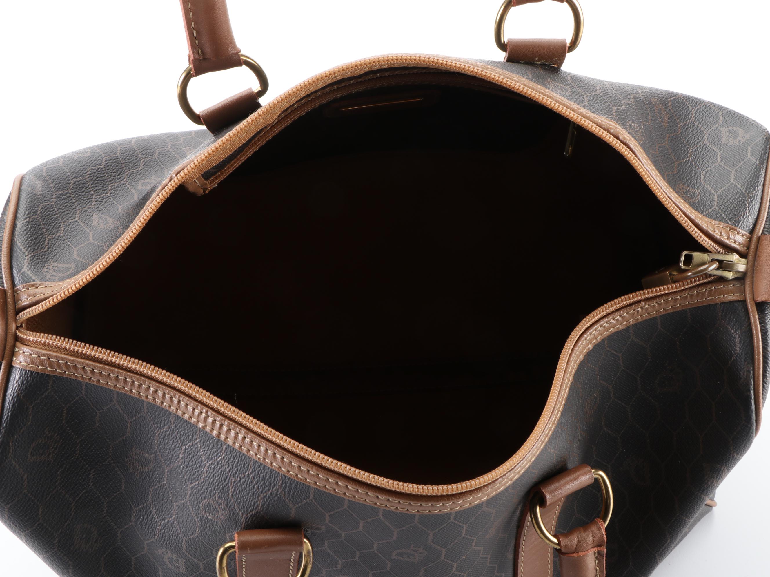 Christian Dior Honeycomb Coated Canvas and Leather Boston Bag