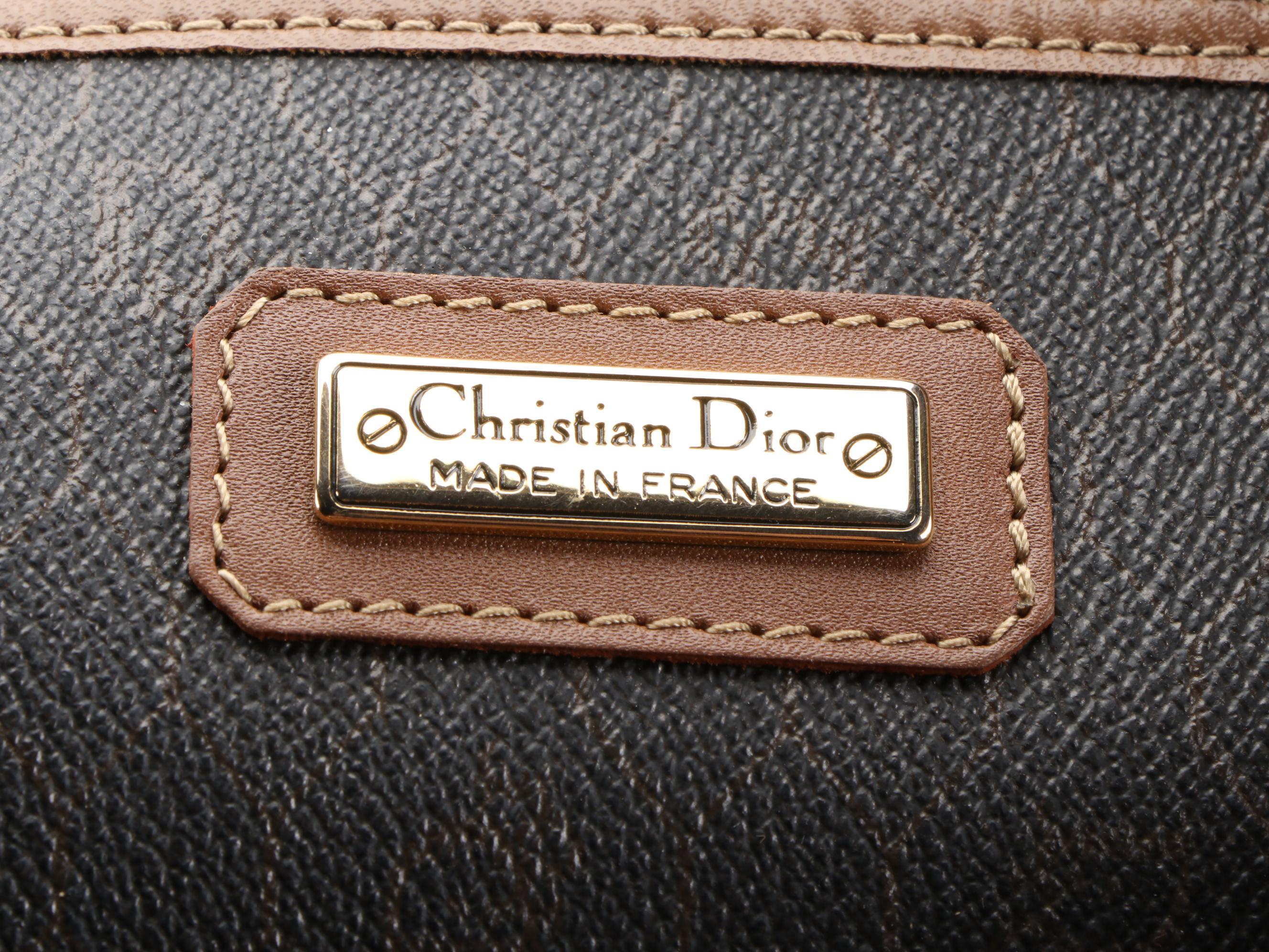 Christian Dior Honeycomb Coated Canvas and Leather Boston Bag