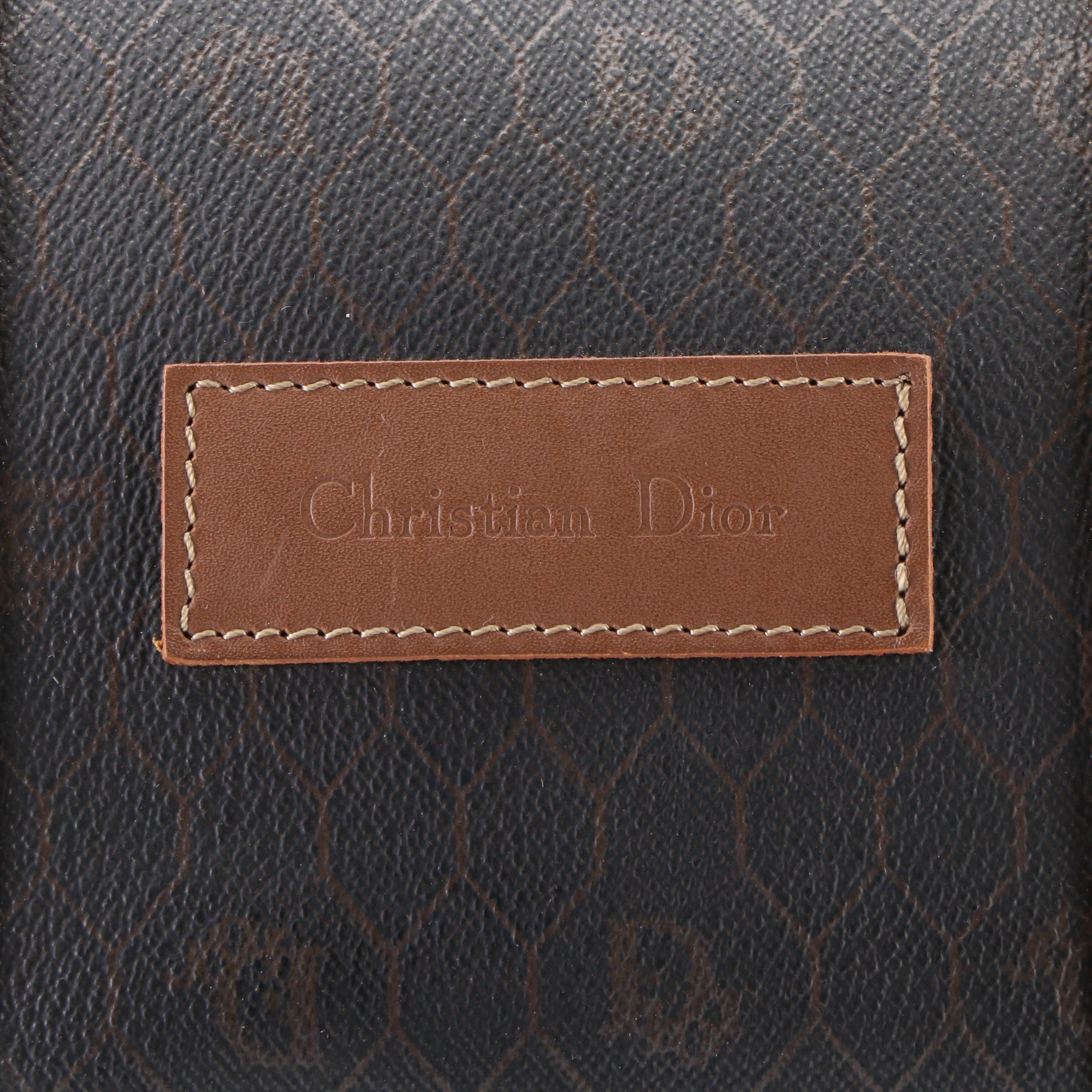 Christian Dior Honeycomb Coated Canvas and Leather Boston Bag