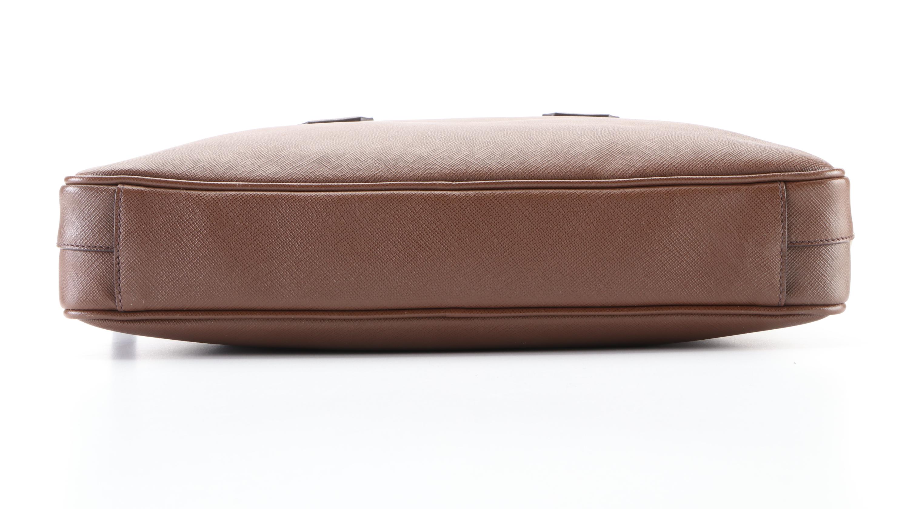 Prada Brown Saffiano Two-Way Business Bag