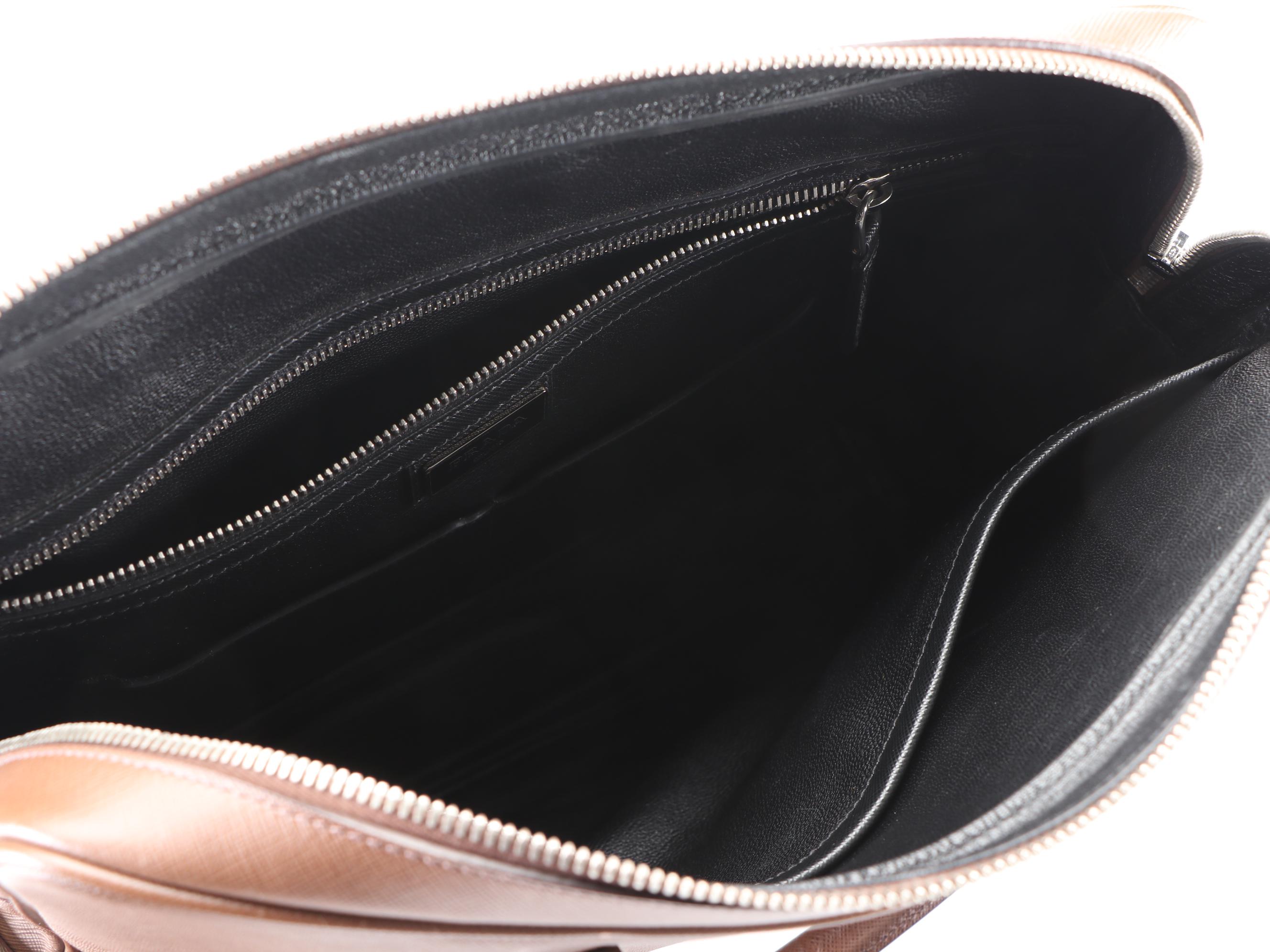 Prada Brown Saffiano Two-Way Business Bag