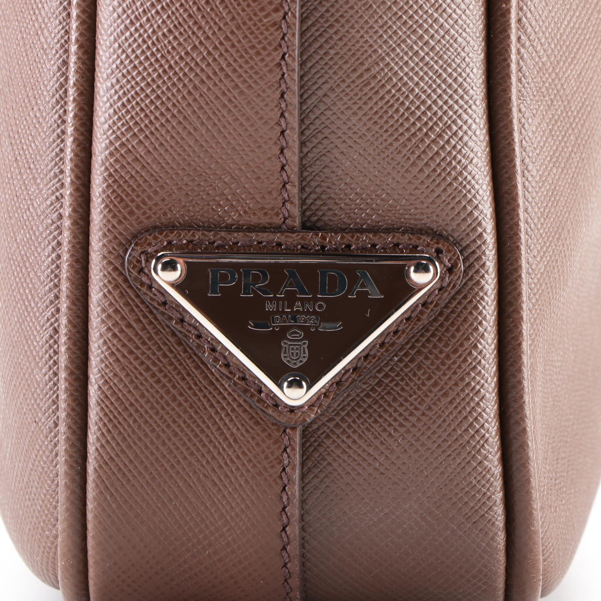 Prada Brown Saffiano Two-Way Business Bag