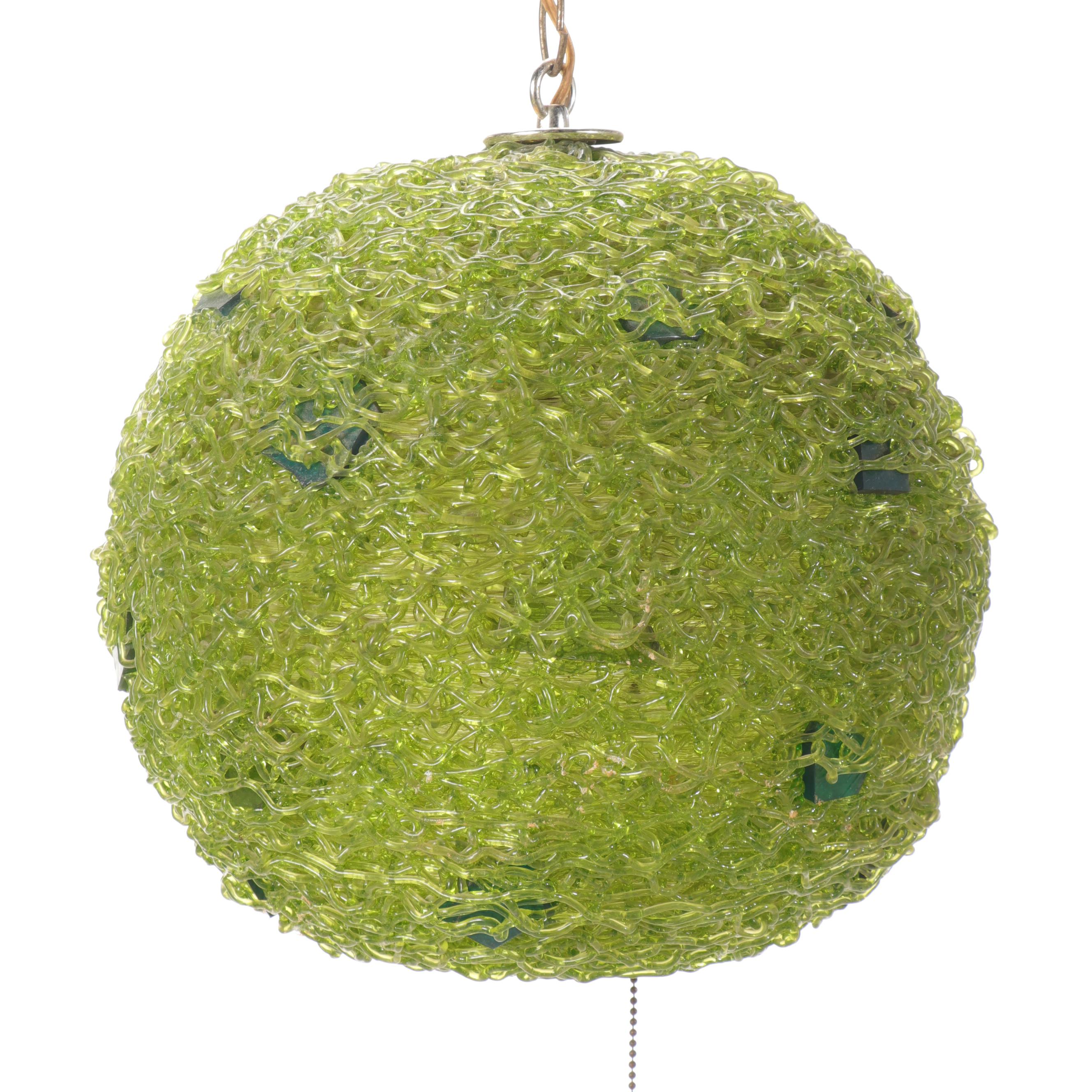 Spun Acrylic Spaghetti Pendant Swag Lamp, Mid-20th Century