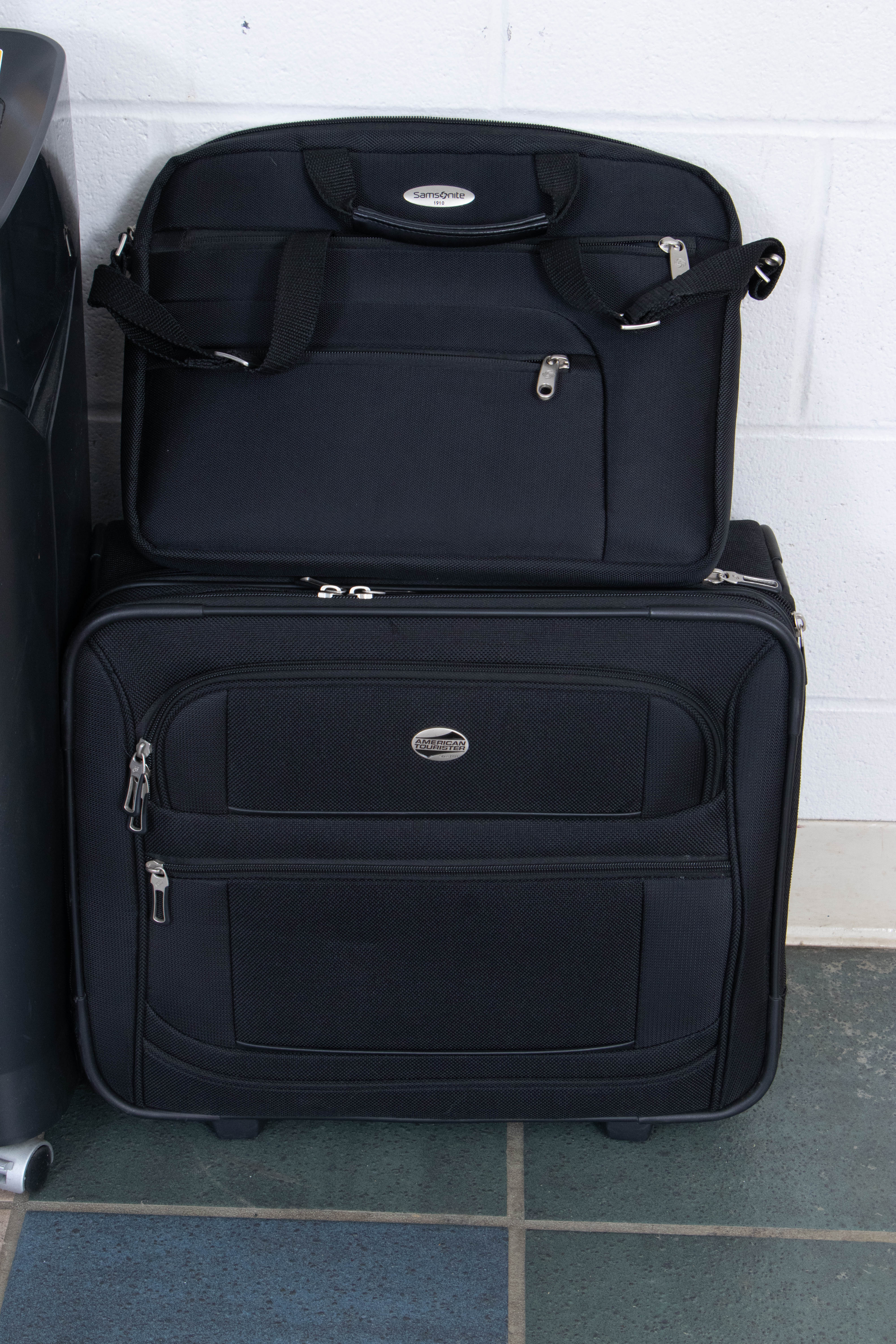 Staples Shredder, Samsonite Briefcase, American Tourister Rolling Luggage