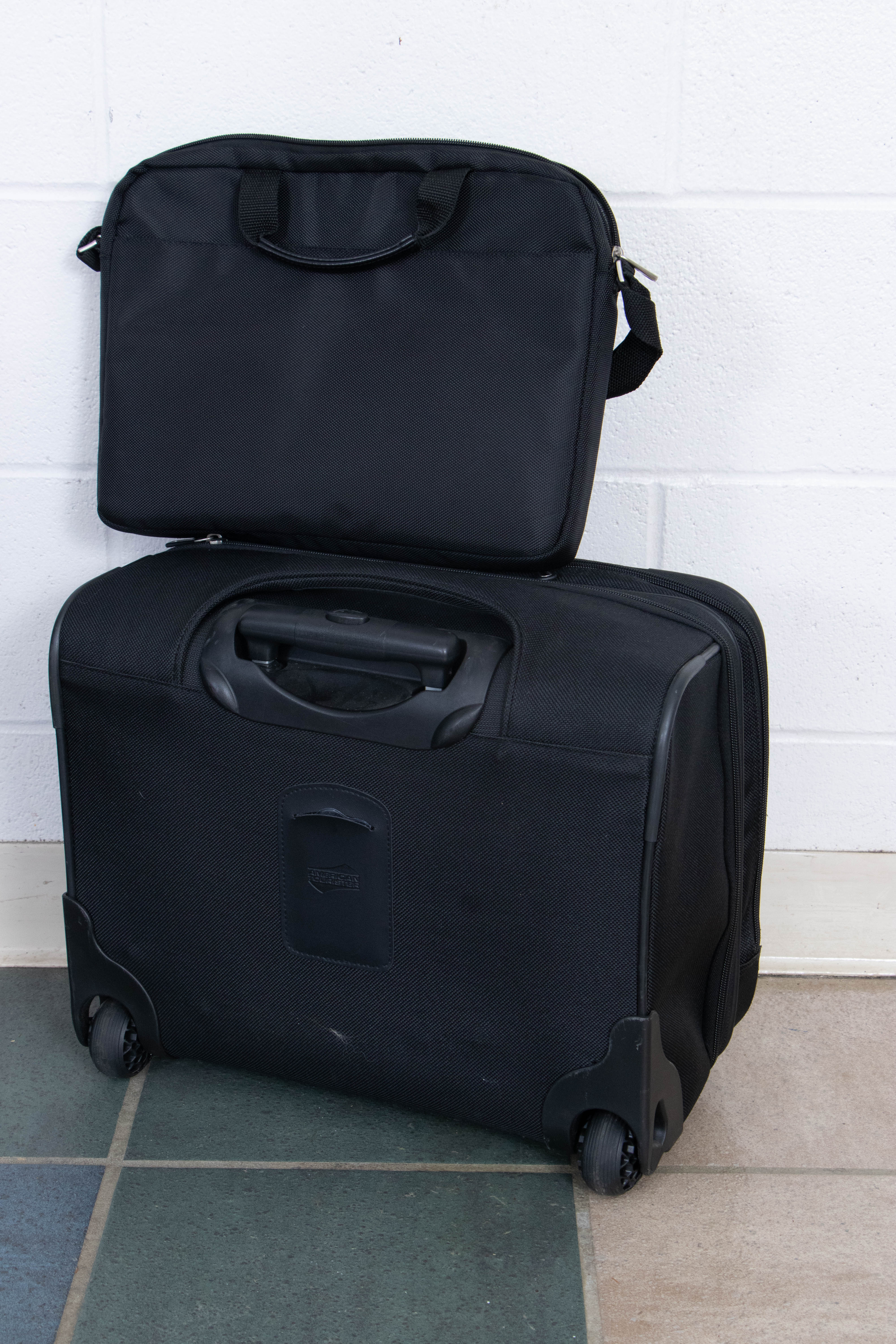 Staples Shredder, Samsonite Briefcase, American Tourister Rolling Luggage