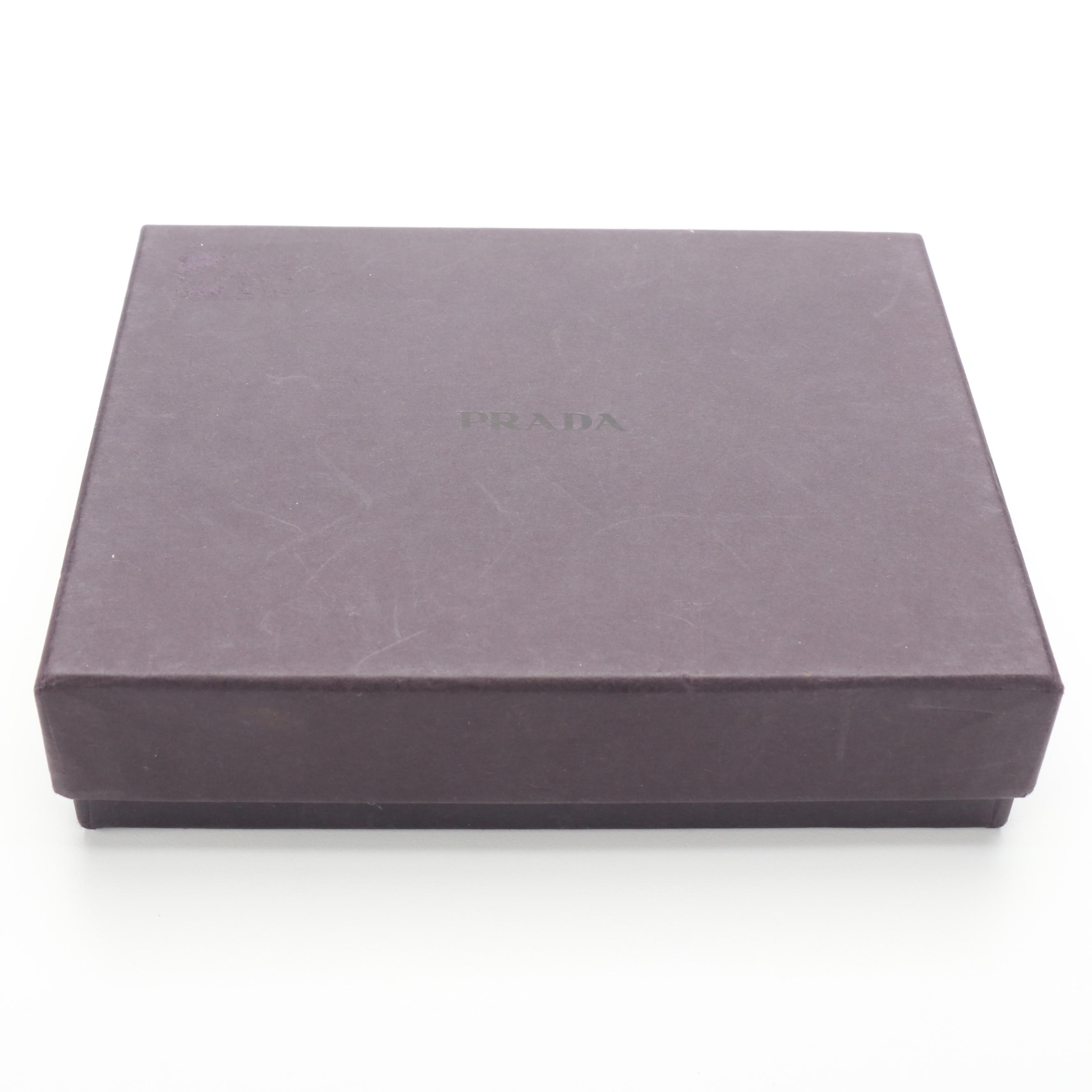 Prada Trifold Wallet in Black Saffiano Leather with Box