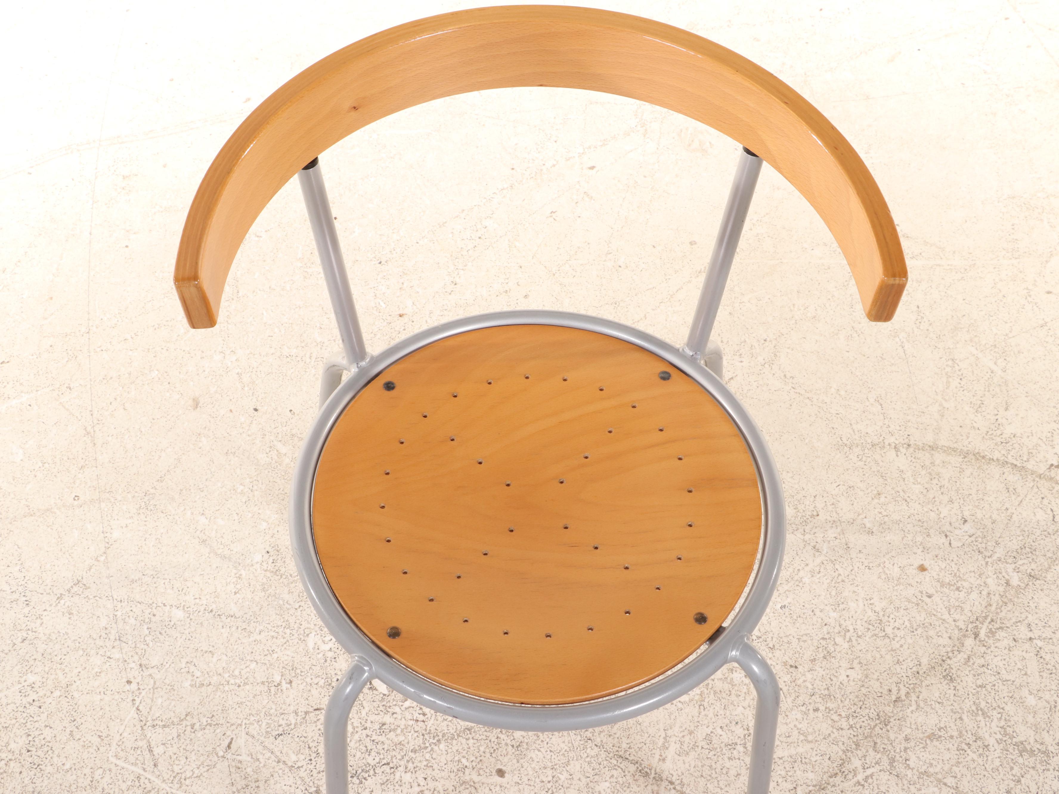 Thirteen IKEA "Korpo" Metal Framed Stack Chairs with Perforated Birch Seat